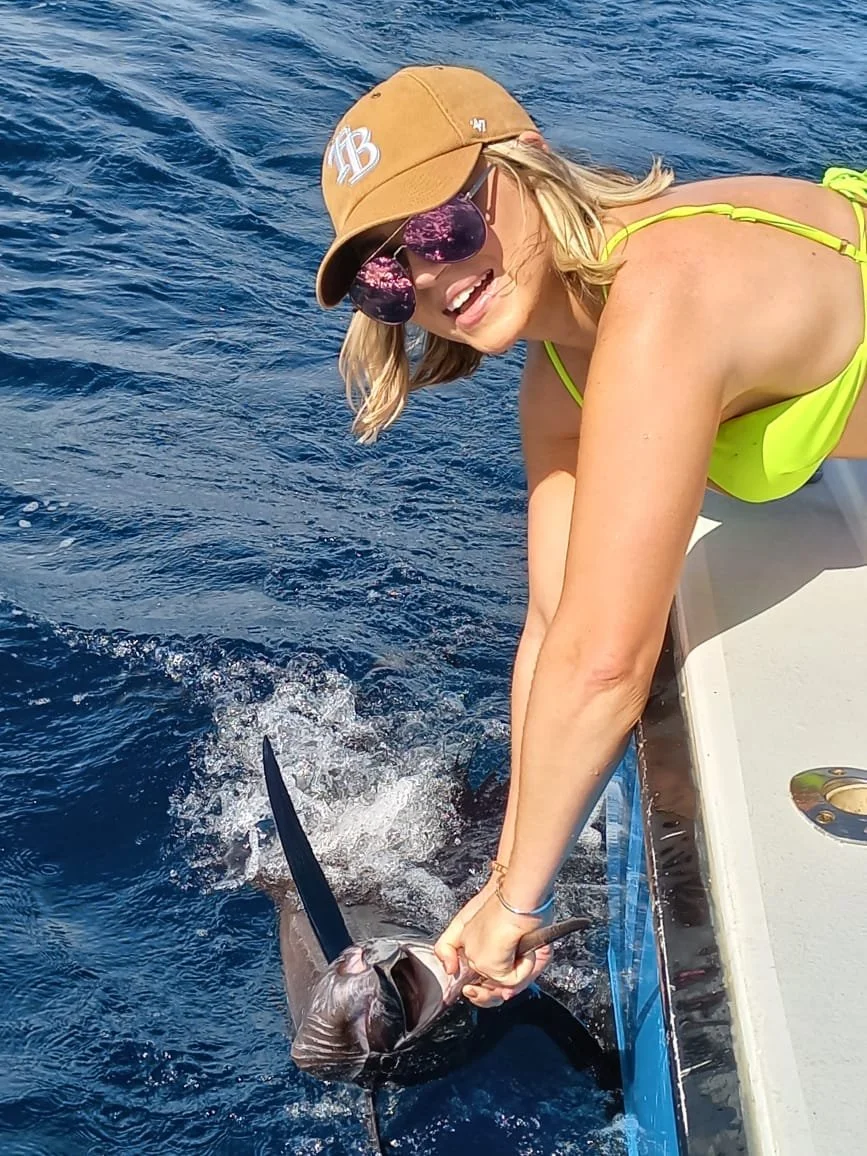Guests caught her dream fish on the Fish Tale 2, Fishing Charter.  Out of Marina Flamingo, Guanacaste, Costa Rica