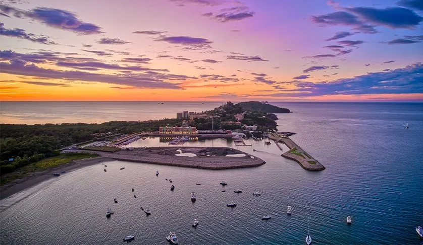Aerial View of the Marina Flamingo prior to the many improvements they have completed through phase 1 and 2. Located in Playa Flamingo, Guanacaste, Costa Rica
