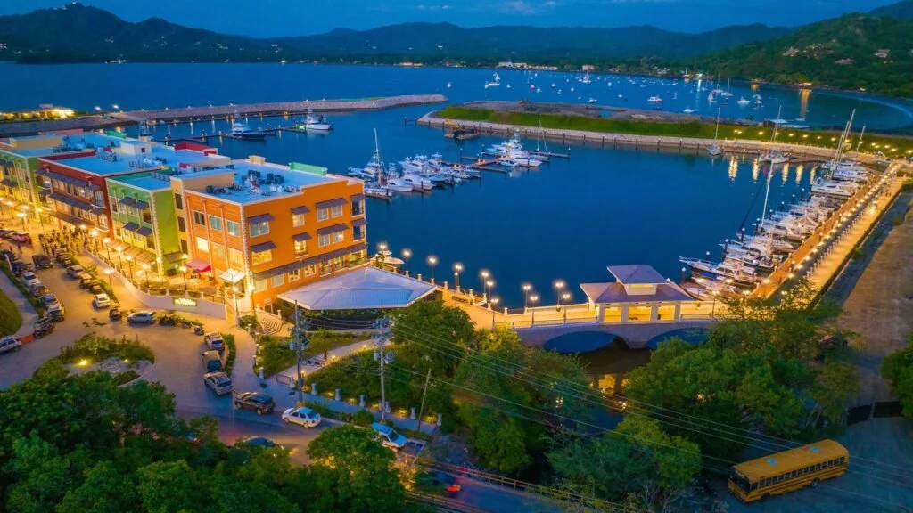 An aerial view of the Marina Flamingo and the slips available