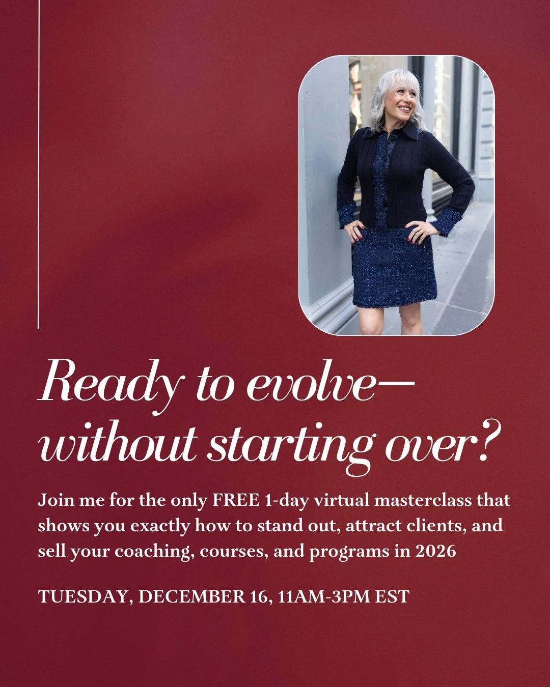 You do not have to start over to grow in 2026.
But you do need an Evolution.

And when I say Evolution, I don&rsquo;t mean reinvention, burning things down, lowering your prices, or squeezing yourself into a strategy that feels nothing like you.

I m