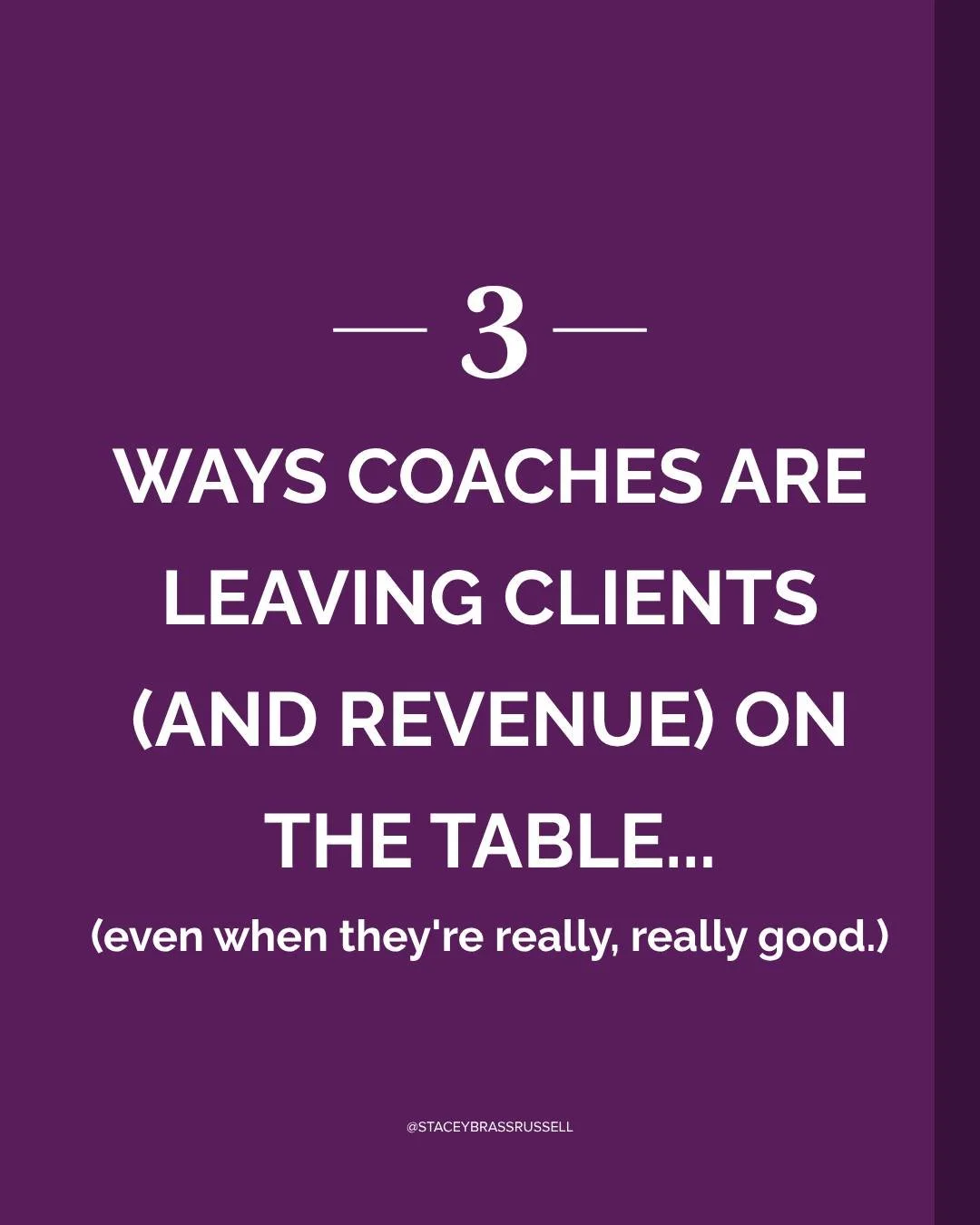 Swipe through &mdash; then keep reading.

Because coaching and selling coaching are two completely different skill sets &mdash; and you were trained in one of them. You spent time learning how to hold space, ask powerful questions, create transformat
