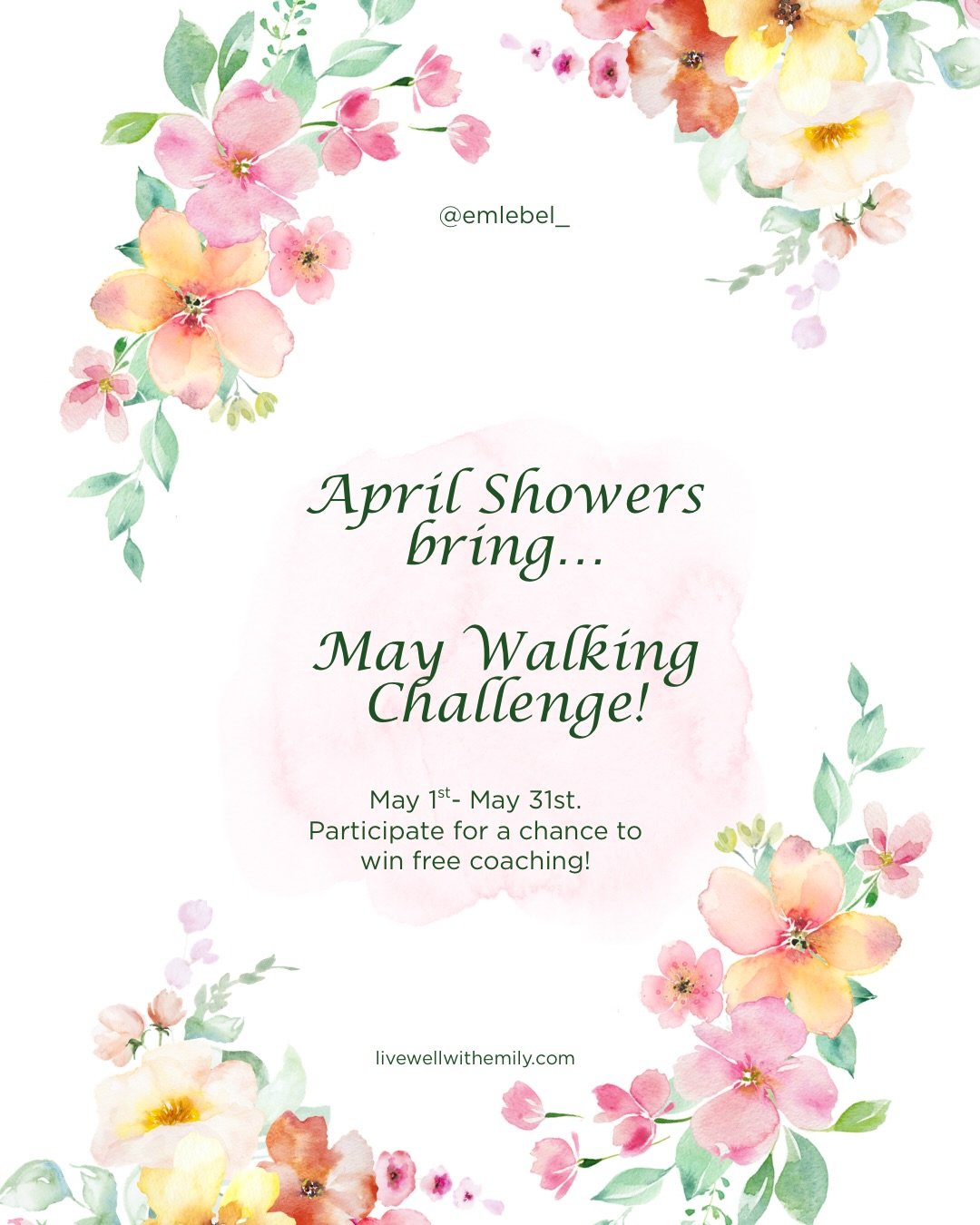 April showers bring&hellip; a May Walking Challenge 🌺 

In honor of it getting nicer outside here in New England and May being my birthday month I figure it would be fun to do a little accountability challenge together! 🎉

And to add to the fun I&r