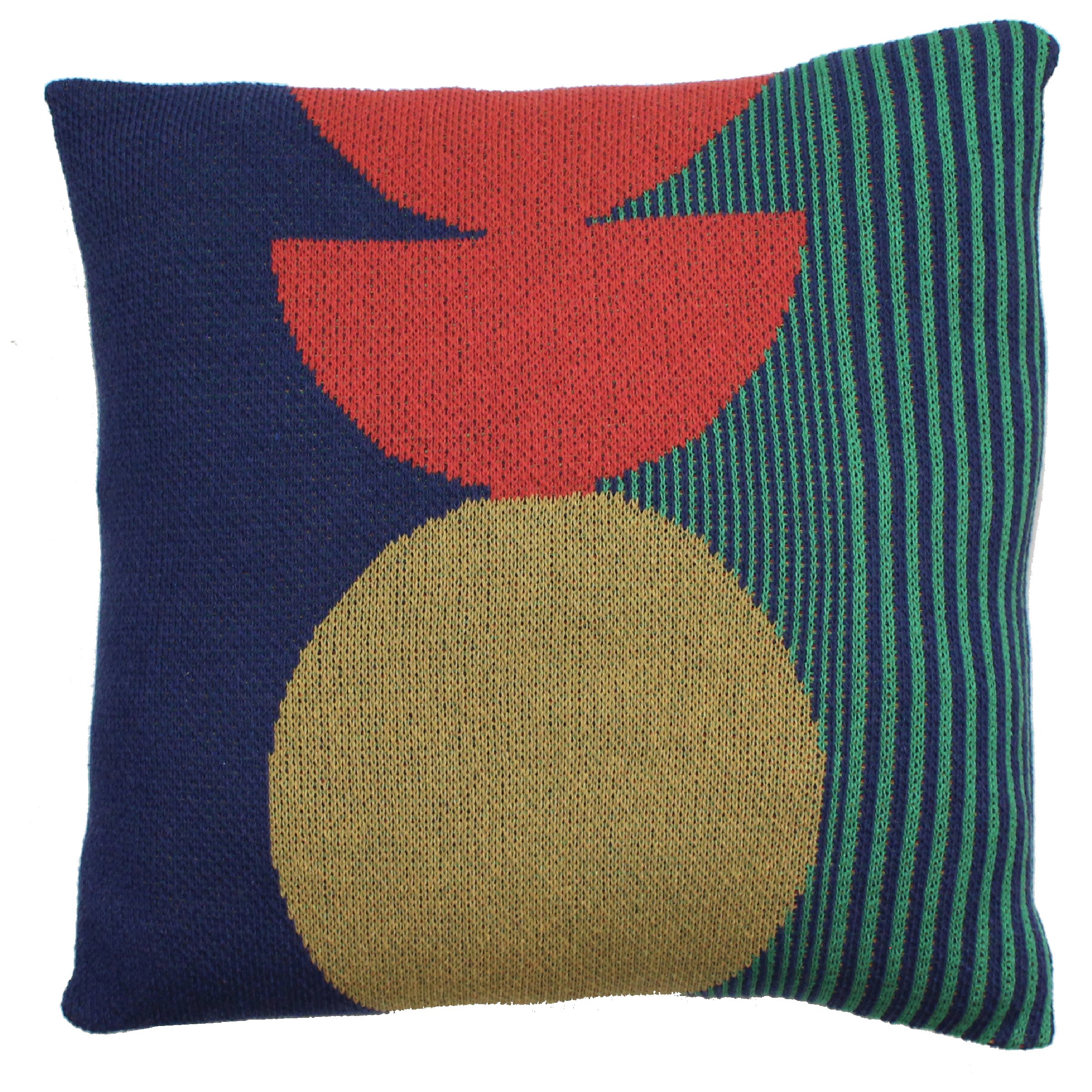 DittoHouse Determined Pillow Cover geometric in rust, chartreuse, blue and green