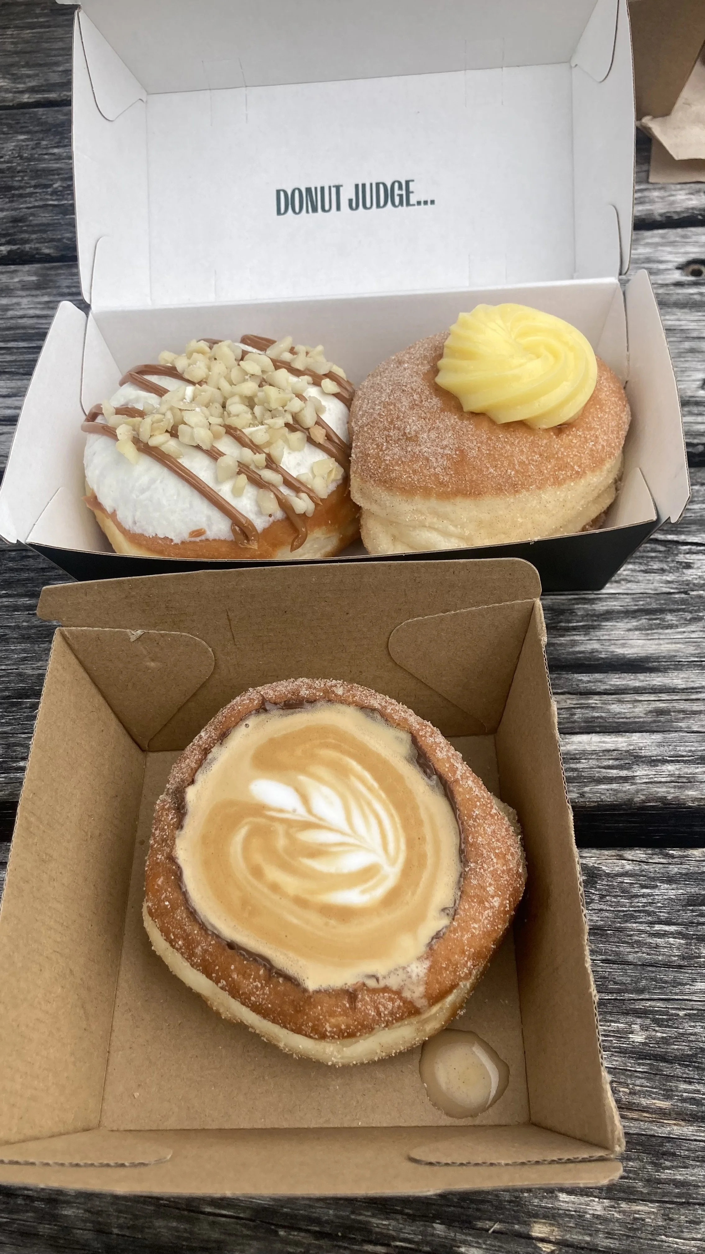 Had to try their coffee in a donut, the donut is scooped out and lined with Nutella and then filled with espresso latte, YUM!!