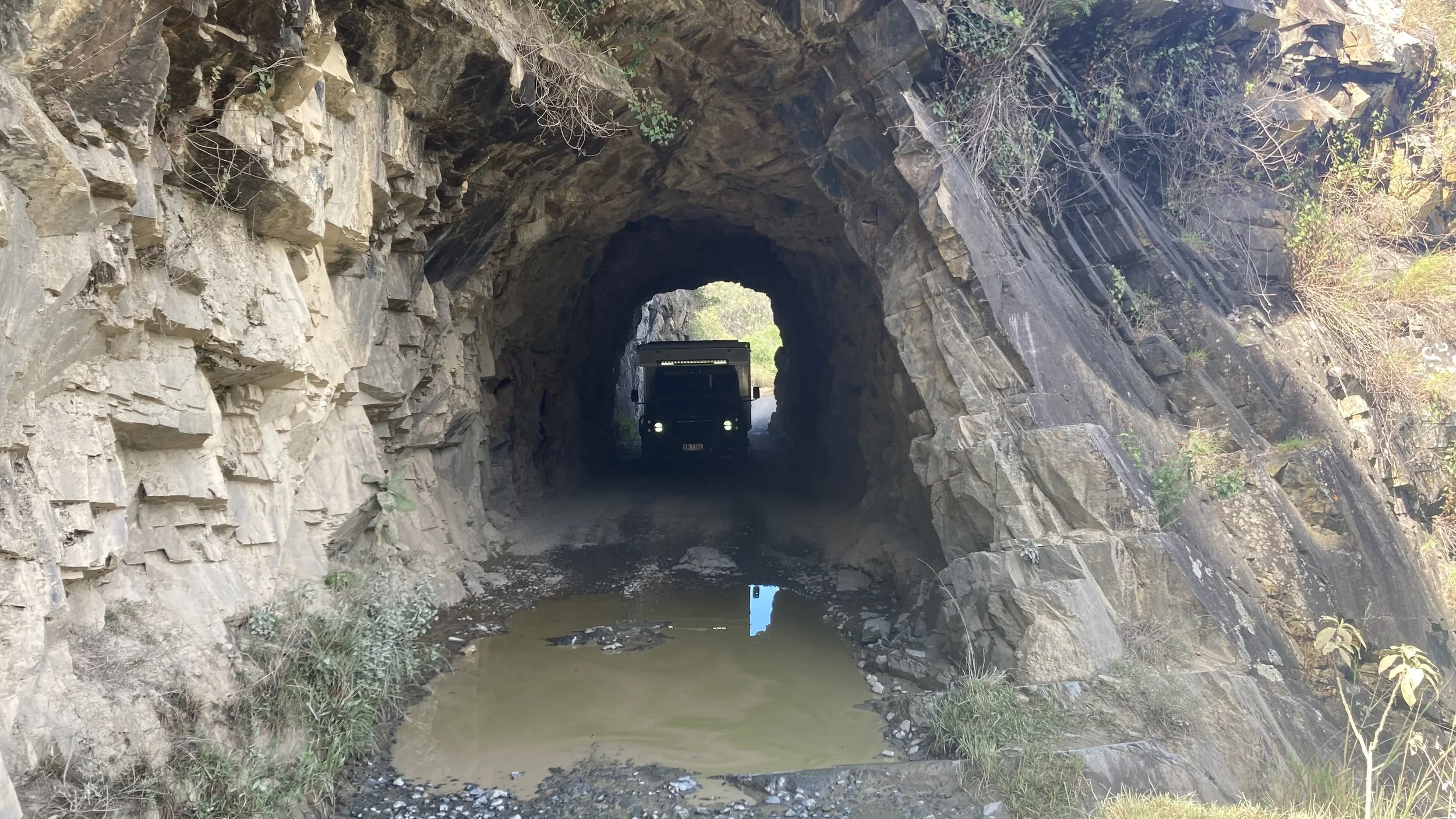 Hand carved tunnel through solid rock to get to the Boyd River free camp