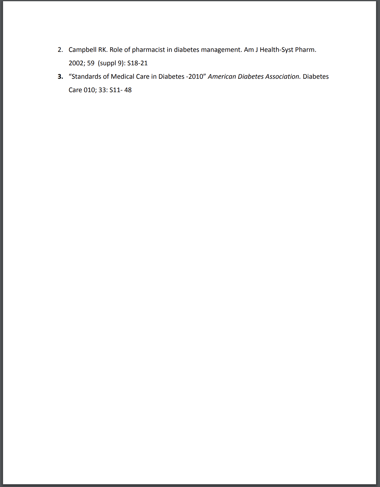 Outcomes of a Pharmacist Intervention in Managing Diabetes