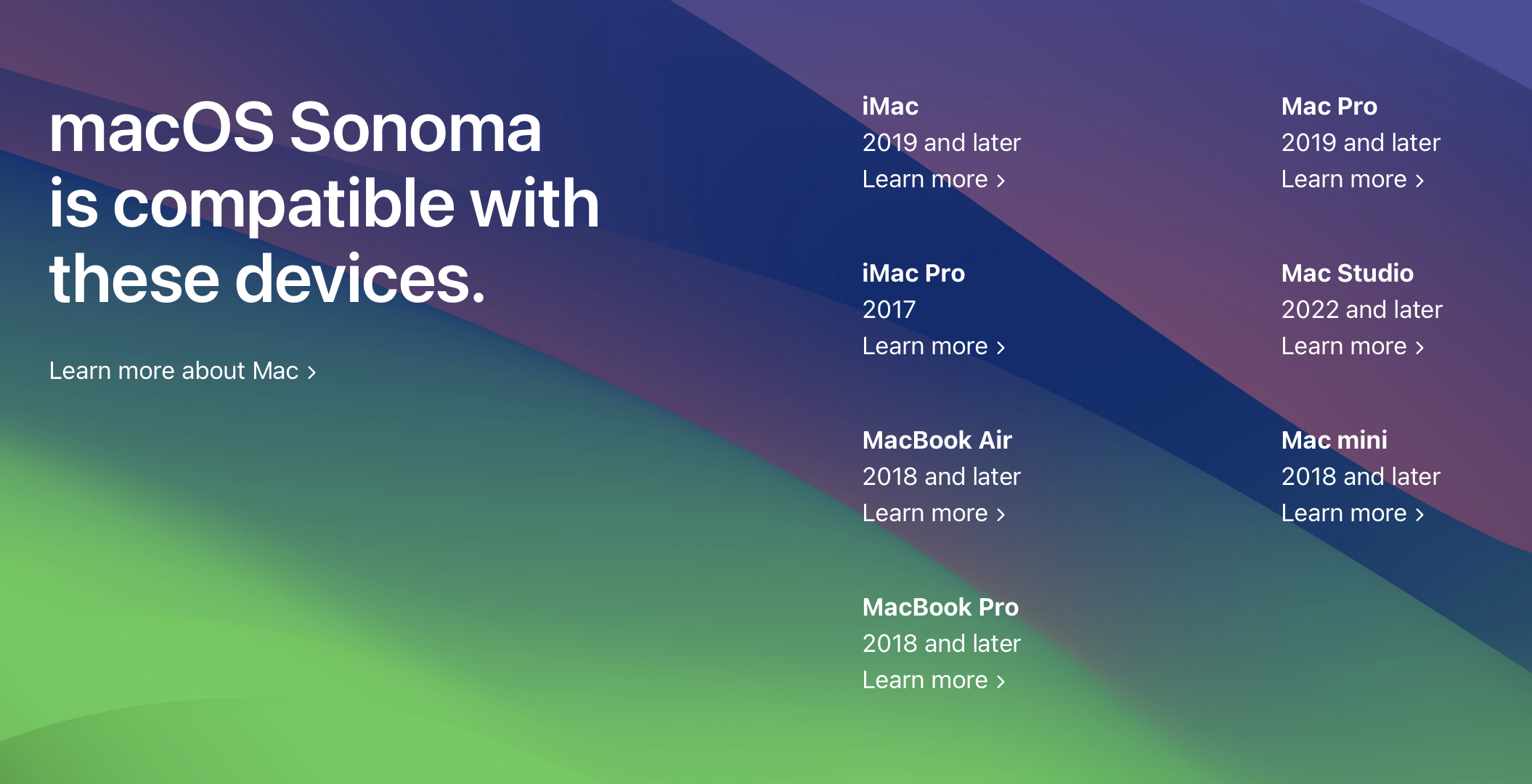MacOS Sonoma Compatible Devices