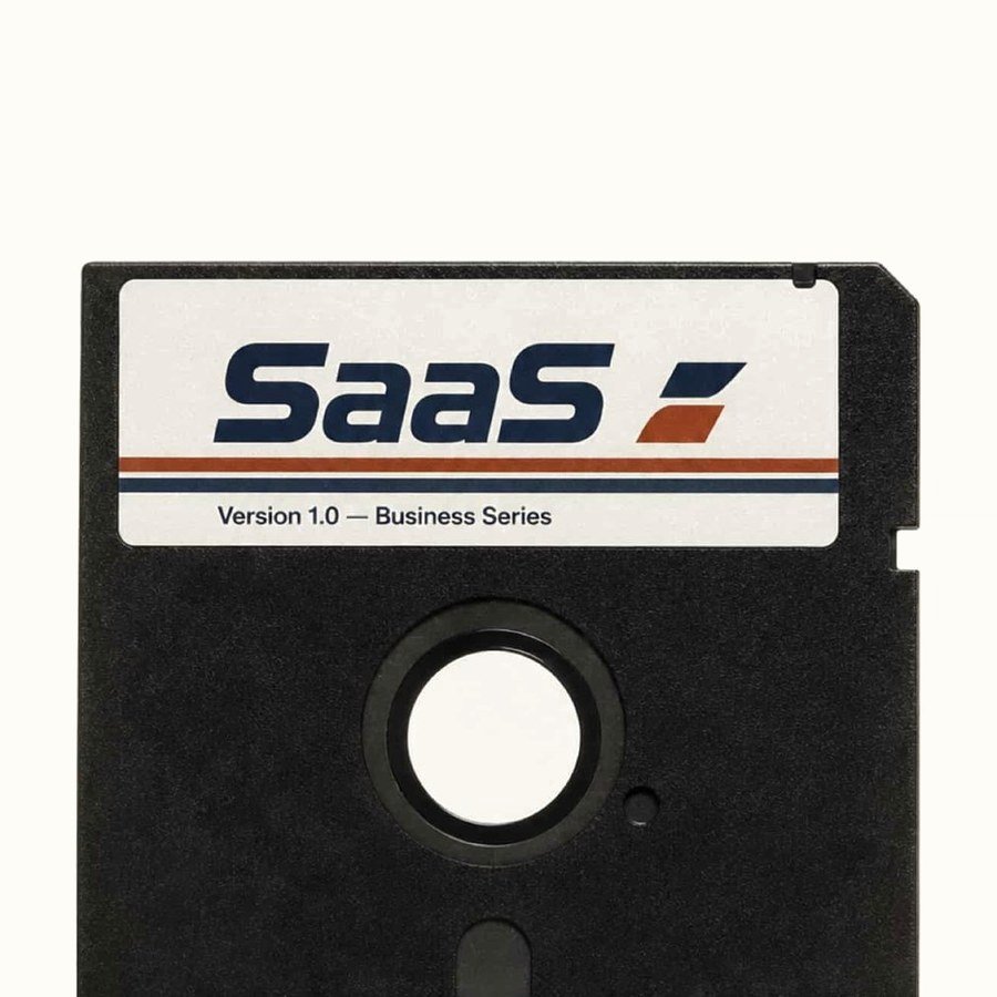 Floppy disk labeled SaaS: Tocobaga marketing for SaaS companies