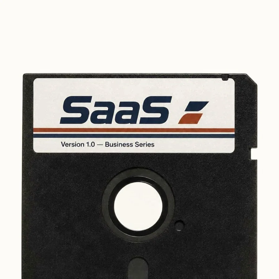 Floppy disk labeled SaaS: Tocobaga marketing for SaaS companies