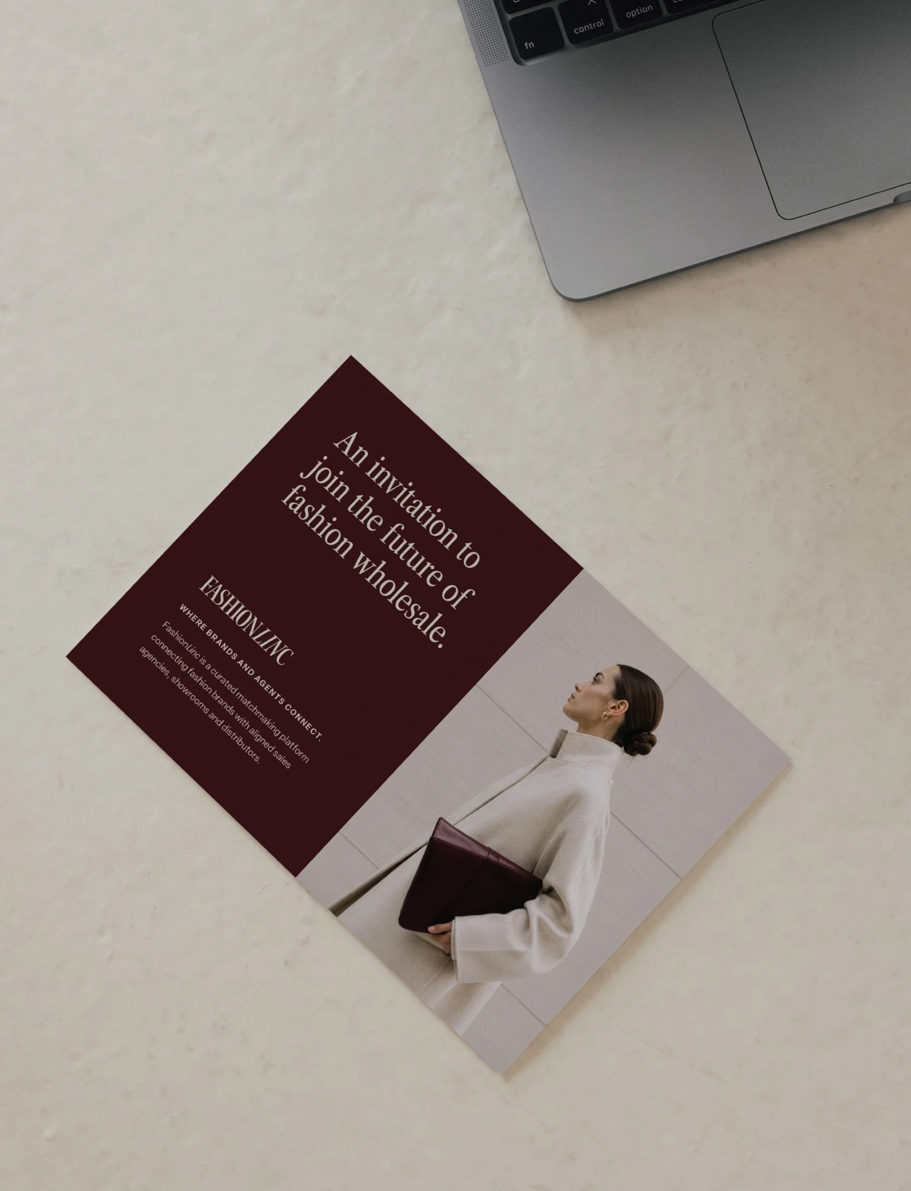 A promotional flyer design for a fashion brand featuring the FashionLinc branding.