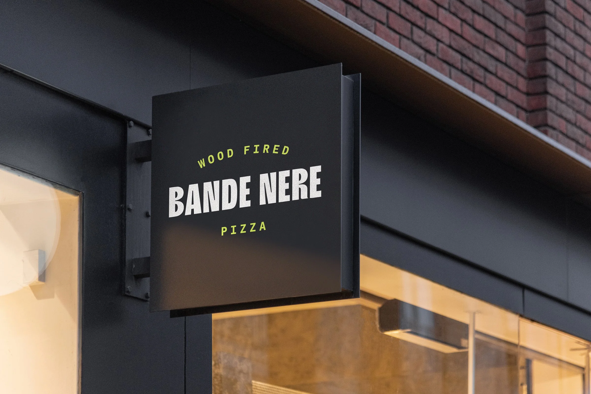 Signage mockup showing restaurant branding