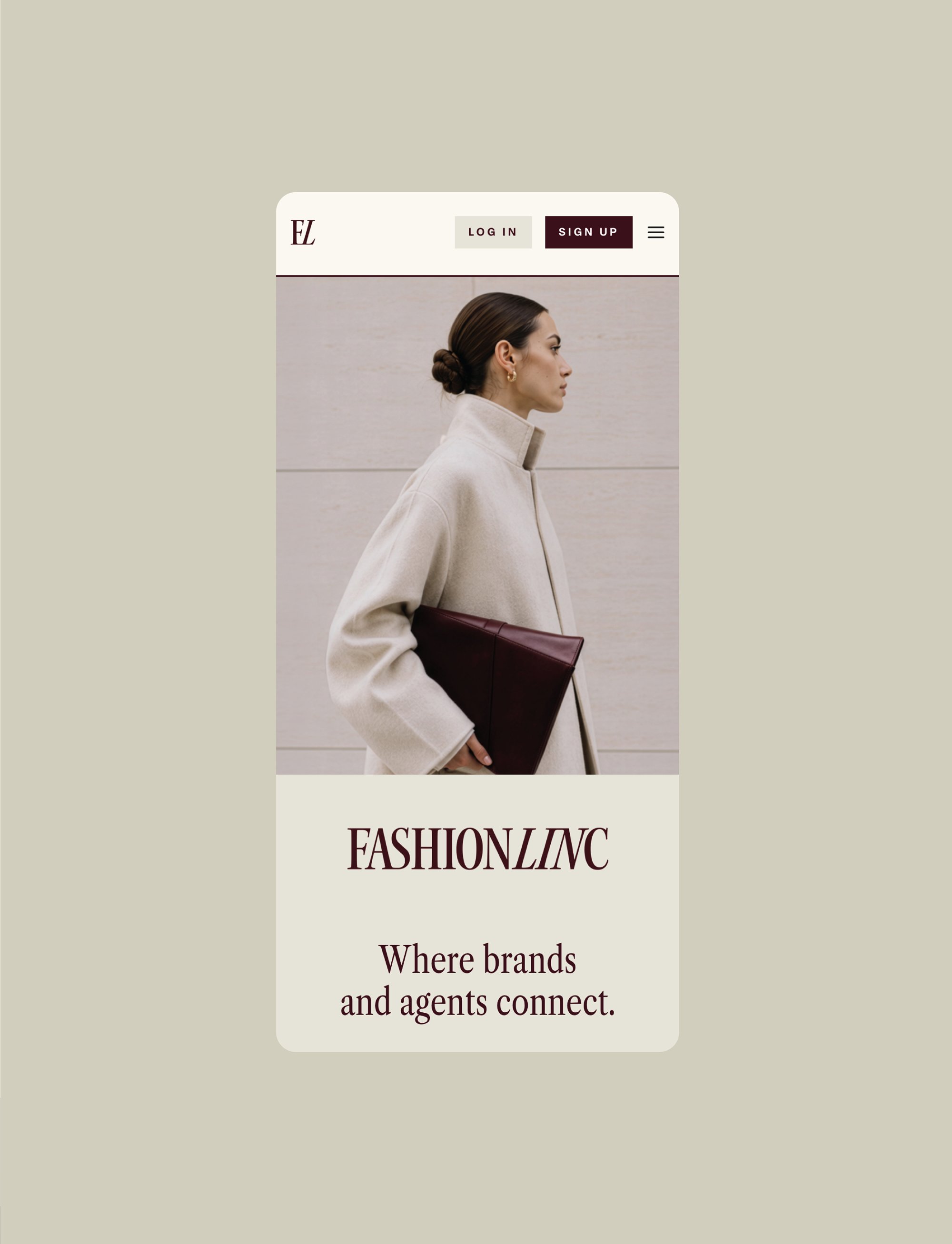 Mockup of a home page design for a fashion app.