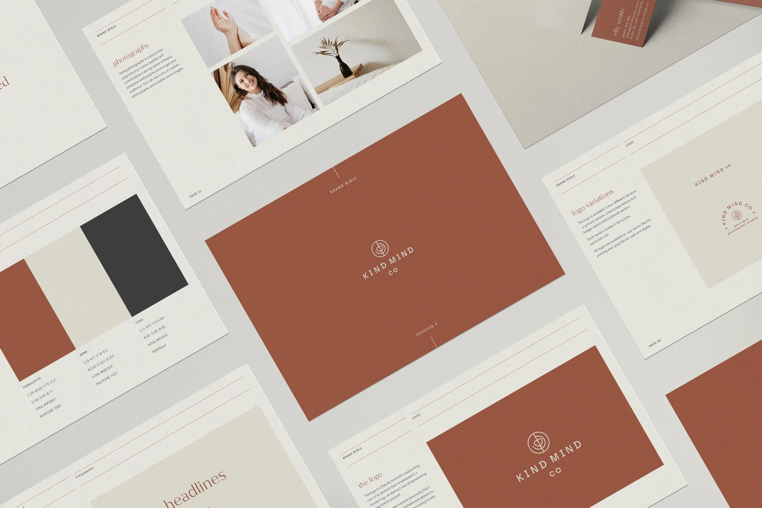 Mockup of a style guide for a psychologist