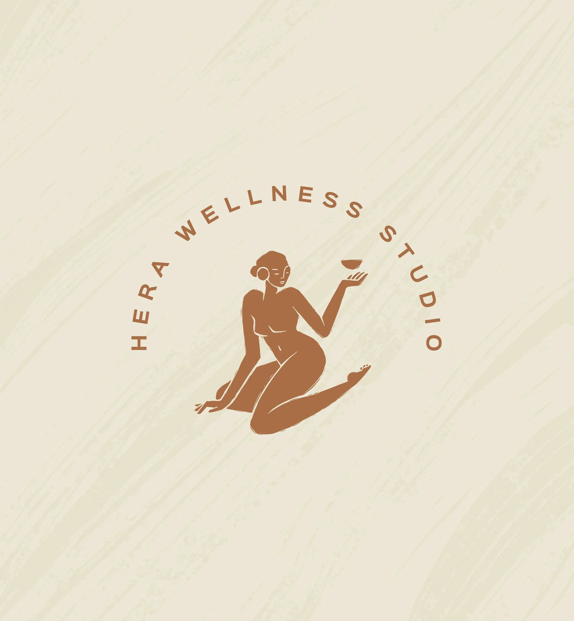 A logo with a with a hand drawn woman illustration.