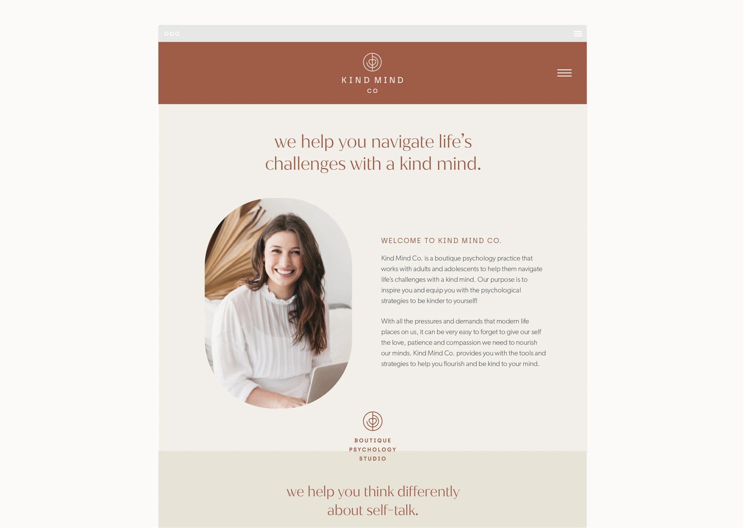 Website mockup of a psychologist's website