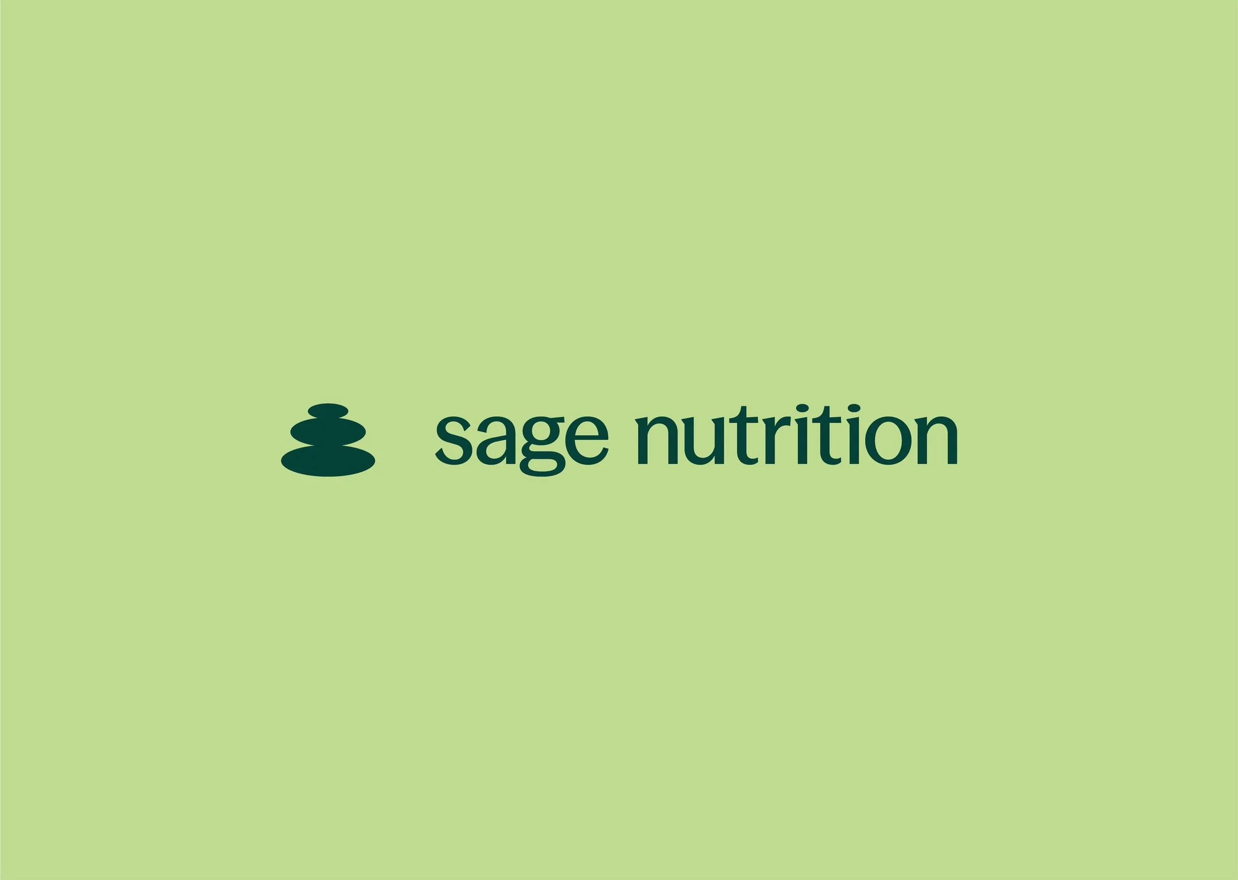 Nutritionist logo reading Sage Nutrition featuring a stacked circle icon on a sage green background.