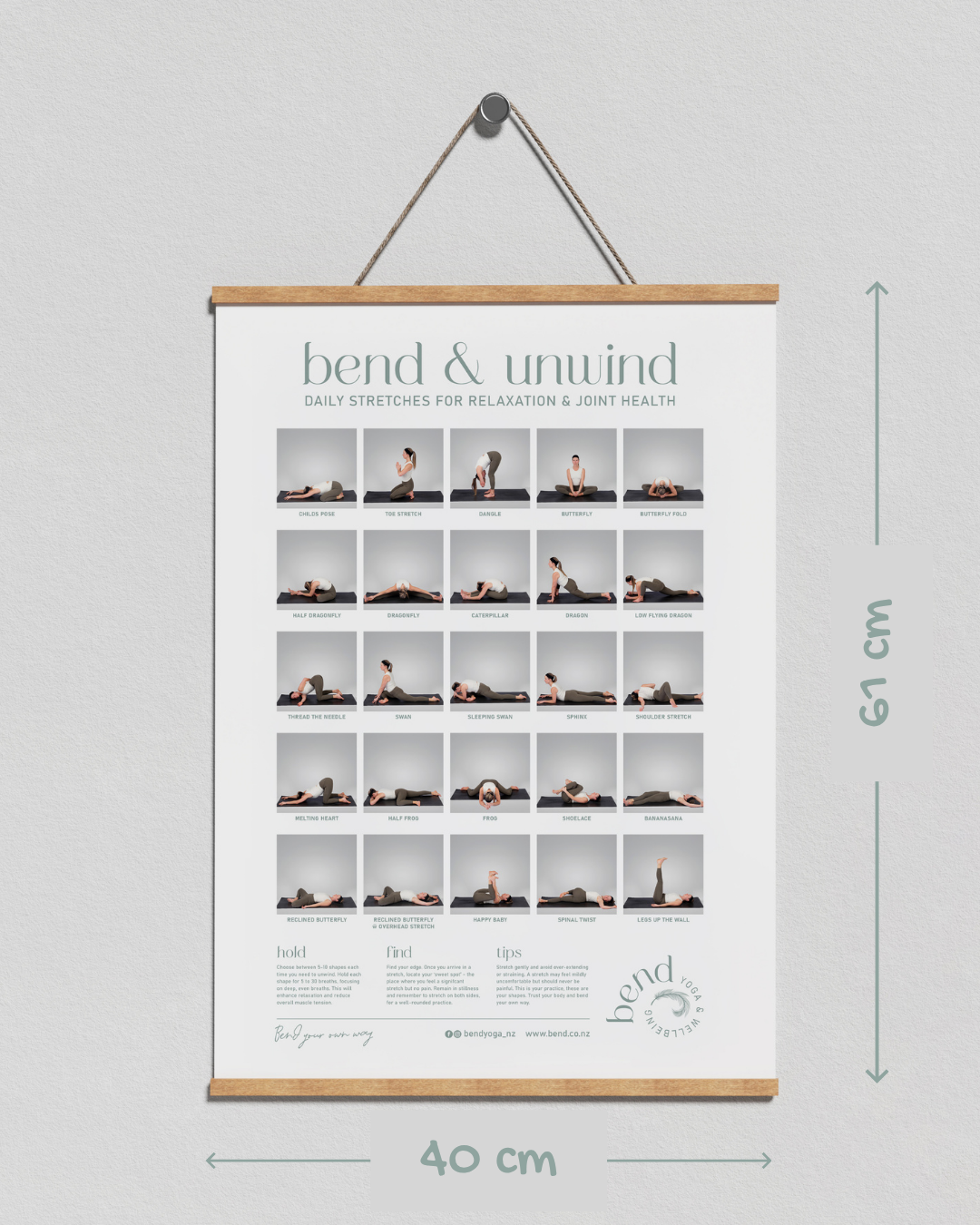 Close up of the Bend Unwind stretching sequence poster.