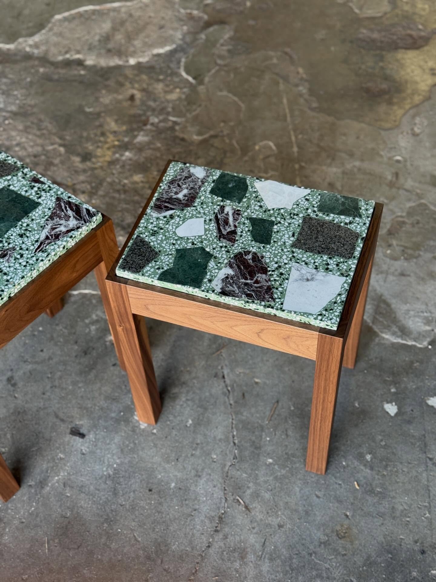 Here&rsquo;s a couple of cute little side tables I whipped up last year for an awesome client. These ones feature some super cool @pivello_terrazzo terrazzo and ended up going to a home in the street I grew up in which is very fitting. 

This design 