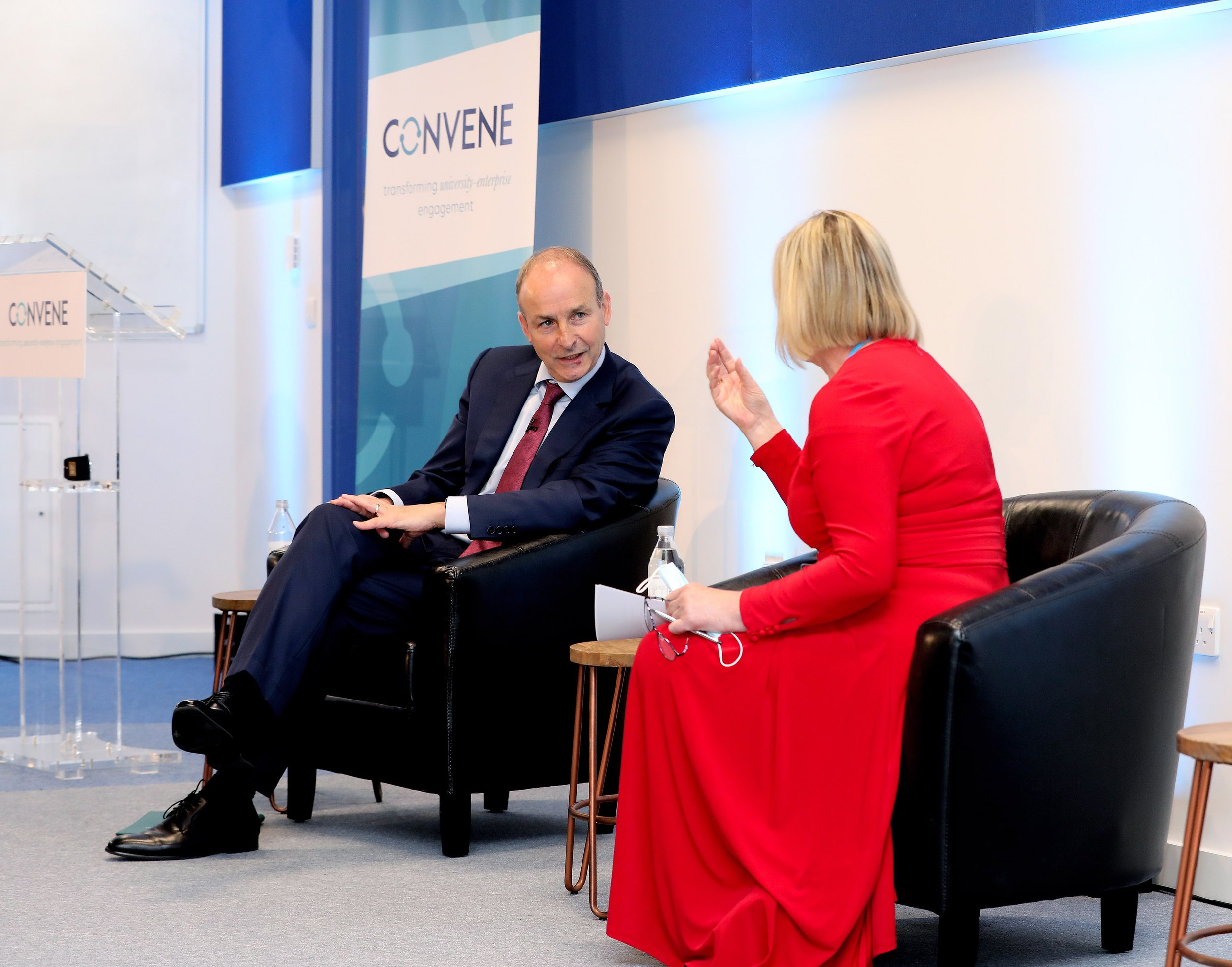  Taoiseach Micheál Martin in conversation with RTÉ’s Eileen Dunne at the Convene Enterprise Forum 