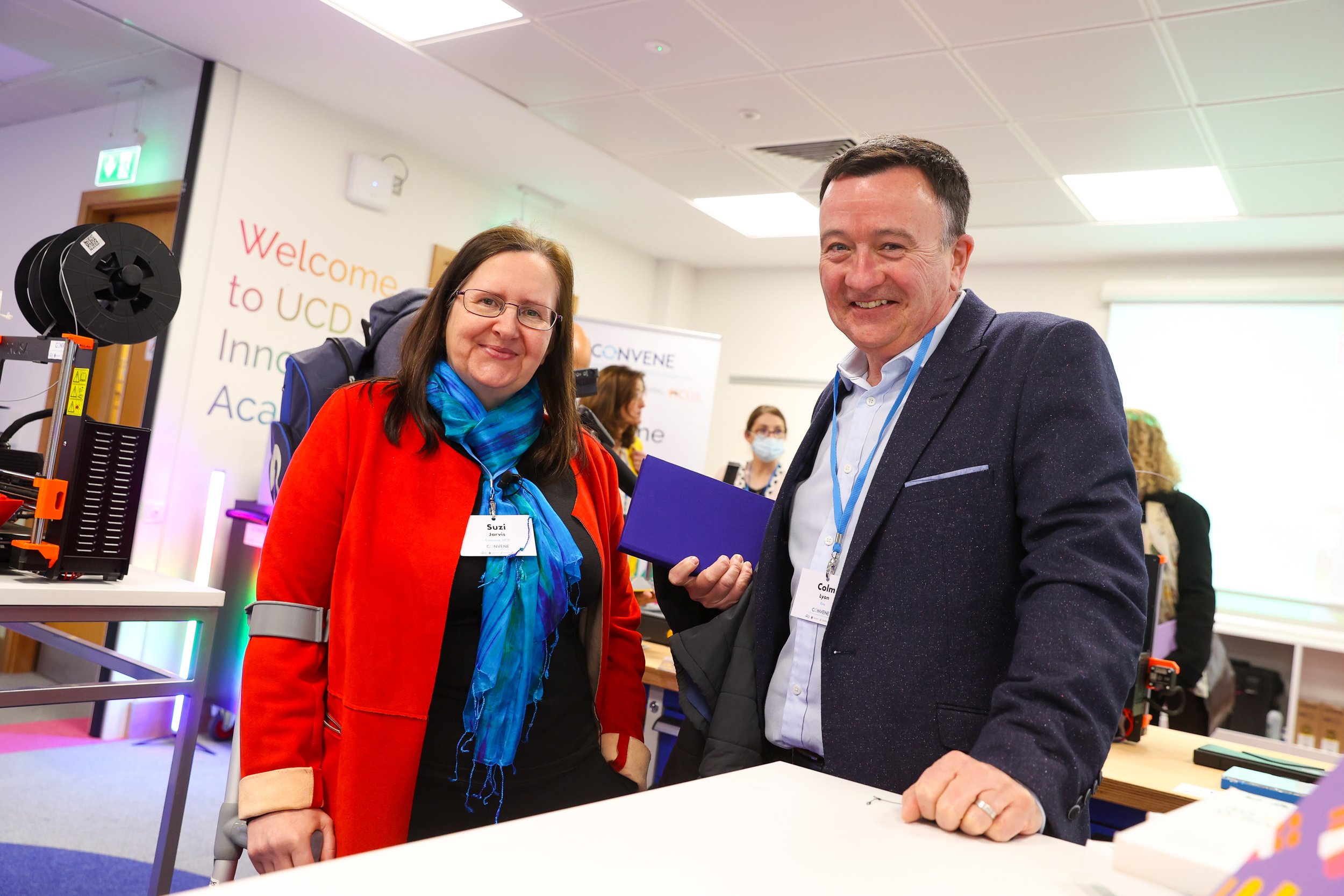  Prof Suzi Jarvis, founding director of UCD Innovation Academy, and Colm Lyon, CEO and Founder of FIRE and UCD Innovation Academy international advisory board member. 