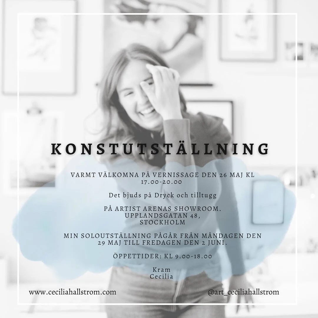 Hej p&aring; er, Jag kan ber&auml;tta att jag ska ha konstutst&auml;llning igen! Det ska bli otroligt roligt att f&aring; visa min konst f&ouml;r er live!

S&aring; hj&auml;rtligt v&auml;lkomna p&aring; Vernissage den 26 maj kl 17.00-20.00
Det bjuds 