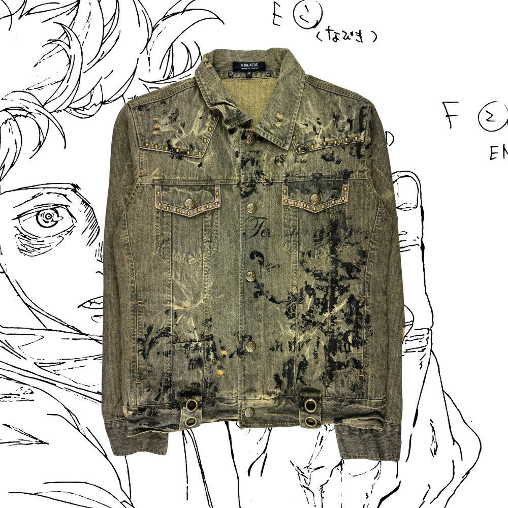 in the attic studded script denim jacket — a.elcollection