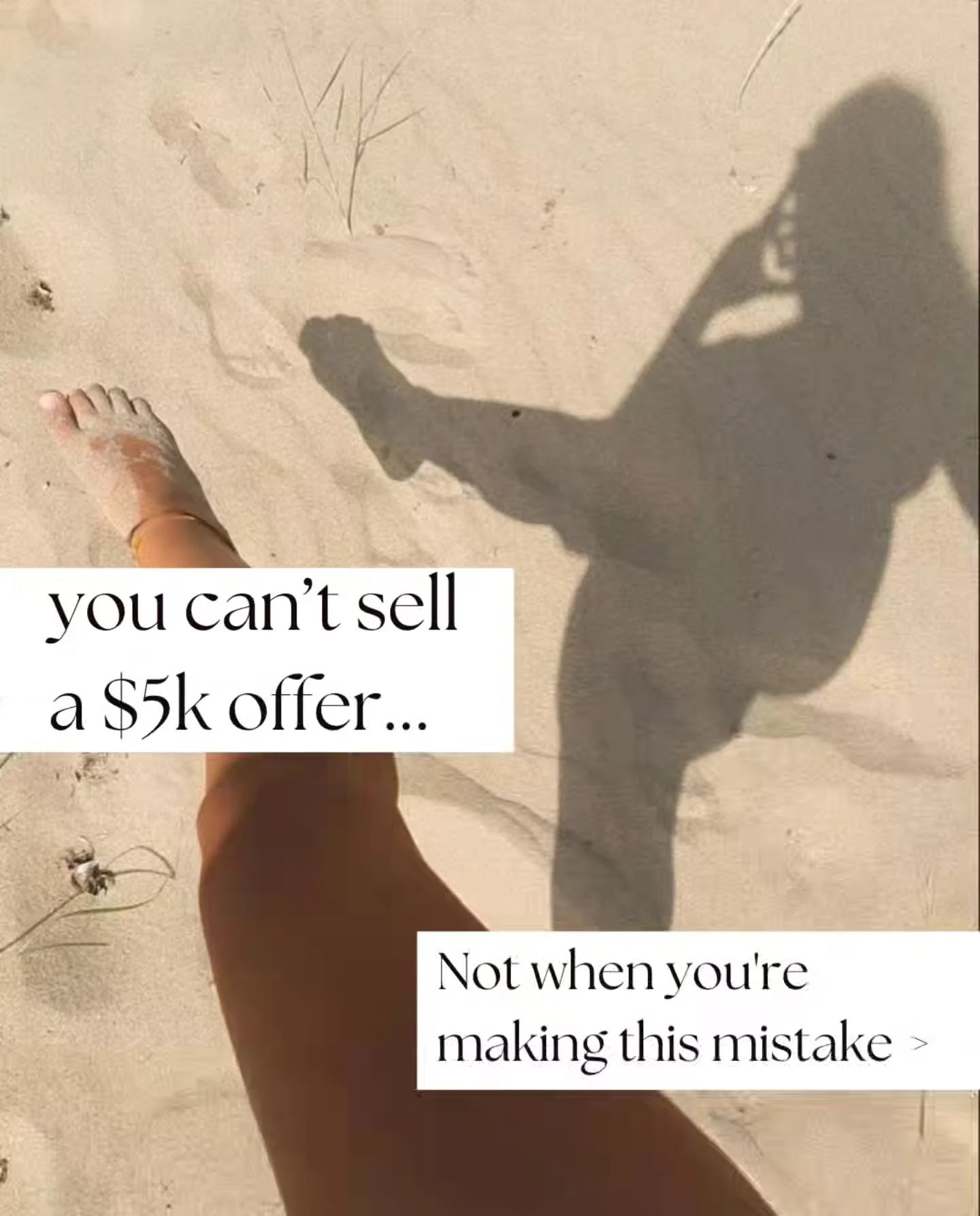 You can't sell a $5k offer. 

Not when you're making this mistake. 

My client came to me with no real surface level issues.

She was driving traffic. People were landing on the page. But nobody was buying.

She thought it was her messaging. Or her o