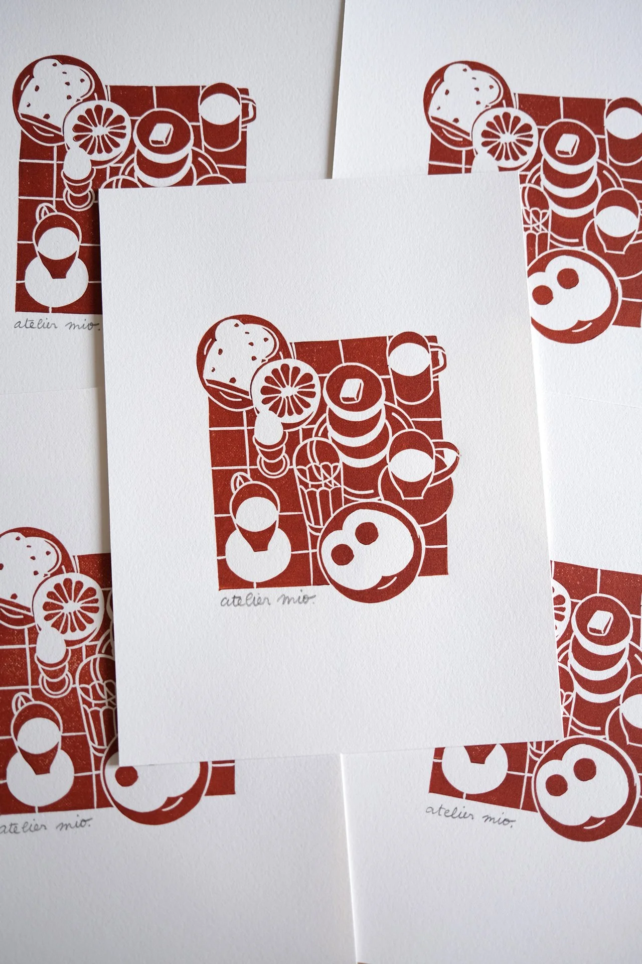 Brunch au pamplemousse  • Linogravure 18 x 24 cm