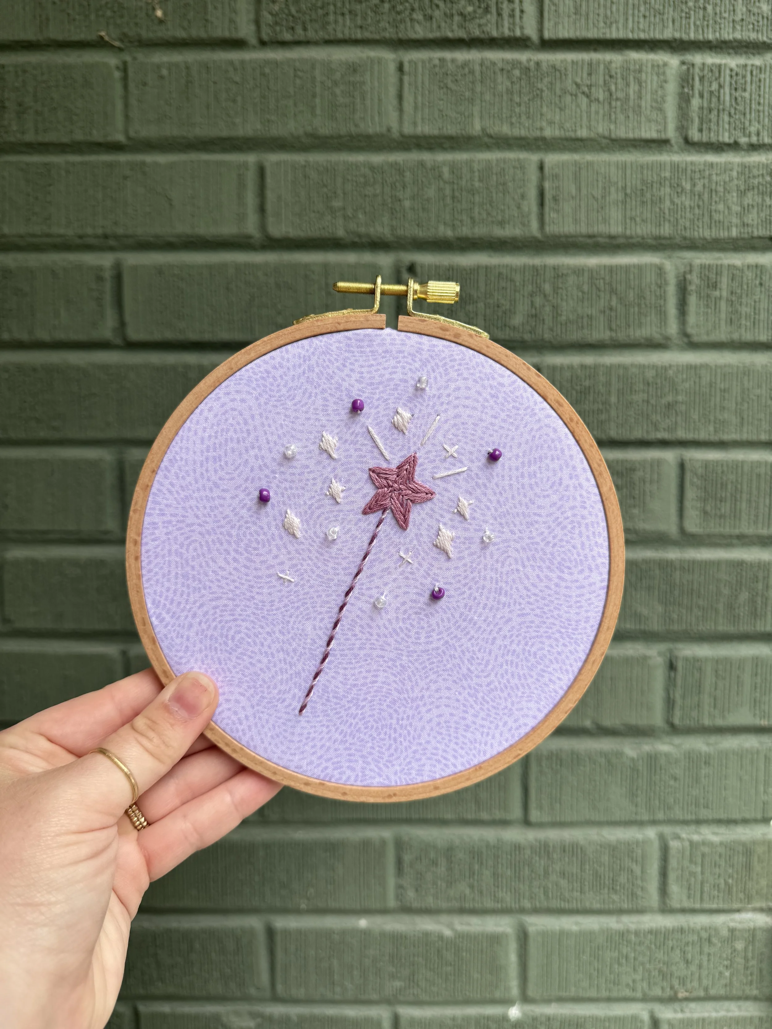Magic Wand (Purple) - Embroidered Hoop