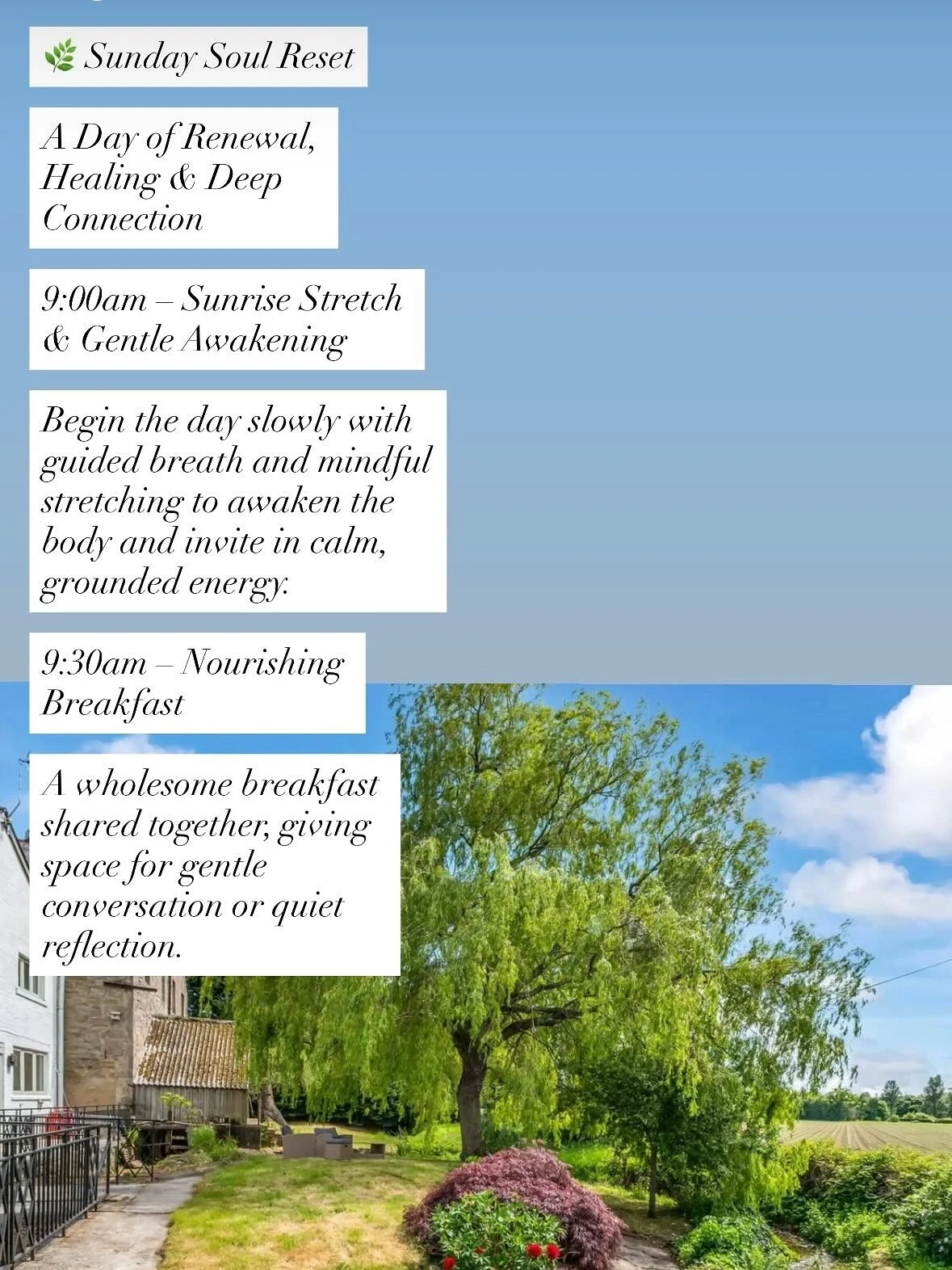 💚 What You’ll Leave this Luxury Sunday Soul Reset with : 
💚A calmer mind and lighter heart
💚A renewed sense of clarity, confidence, and inner strength
💚Sacred tools and practices to carry into your everyday life
💚Memories of connection