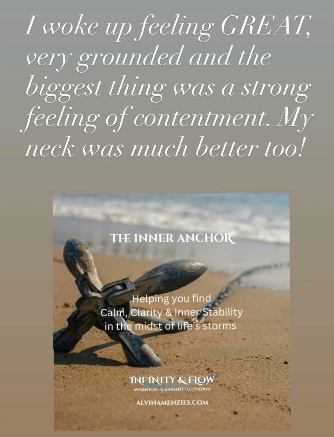 &ldquo;I woke up feeling GREAT! Very grounded and the biggest thing was a strong feeling of contentment.&rdquo;

In my world&hellip; wobbling isn&rsquo;t winning! ⚓️

So if you find yourself feeling a bit &lsquo;off&rsquo;, a bit &lsquo;stuck&rsquo;,