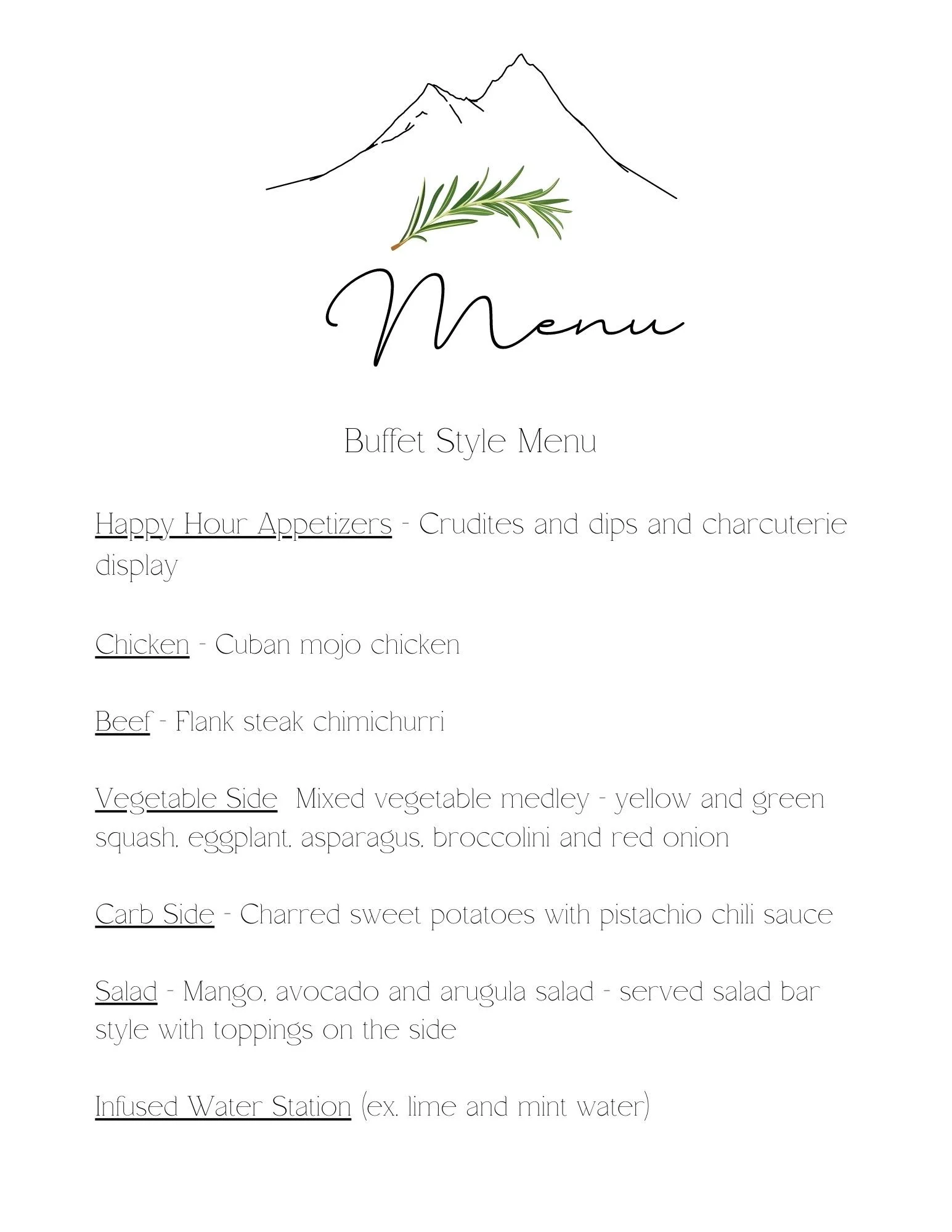 Sample Event Menus — The Kitchen Yeti