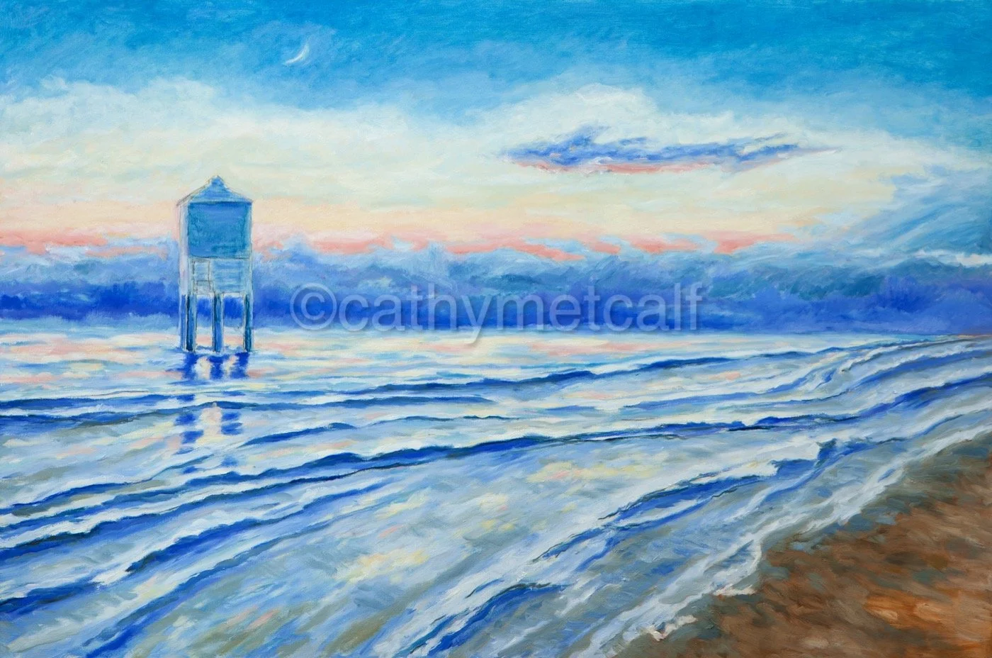 Moody Sunset Memory of Paddling up the Beach - Oil on Canvas 1830x1070mm