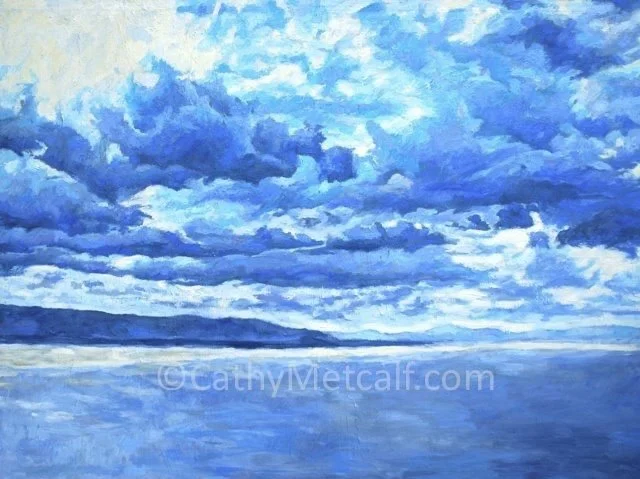 Clouds on River Parret - Oil on Canvas3x4 ft