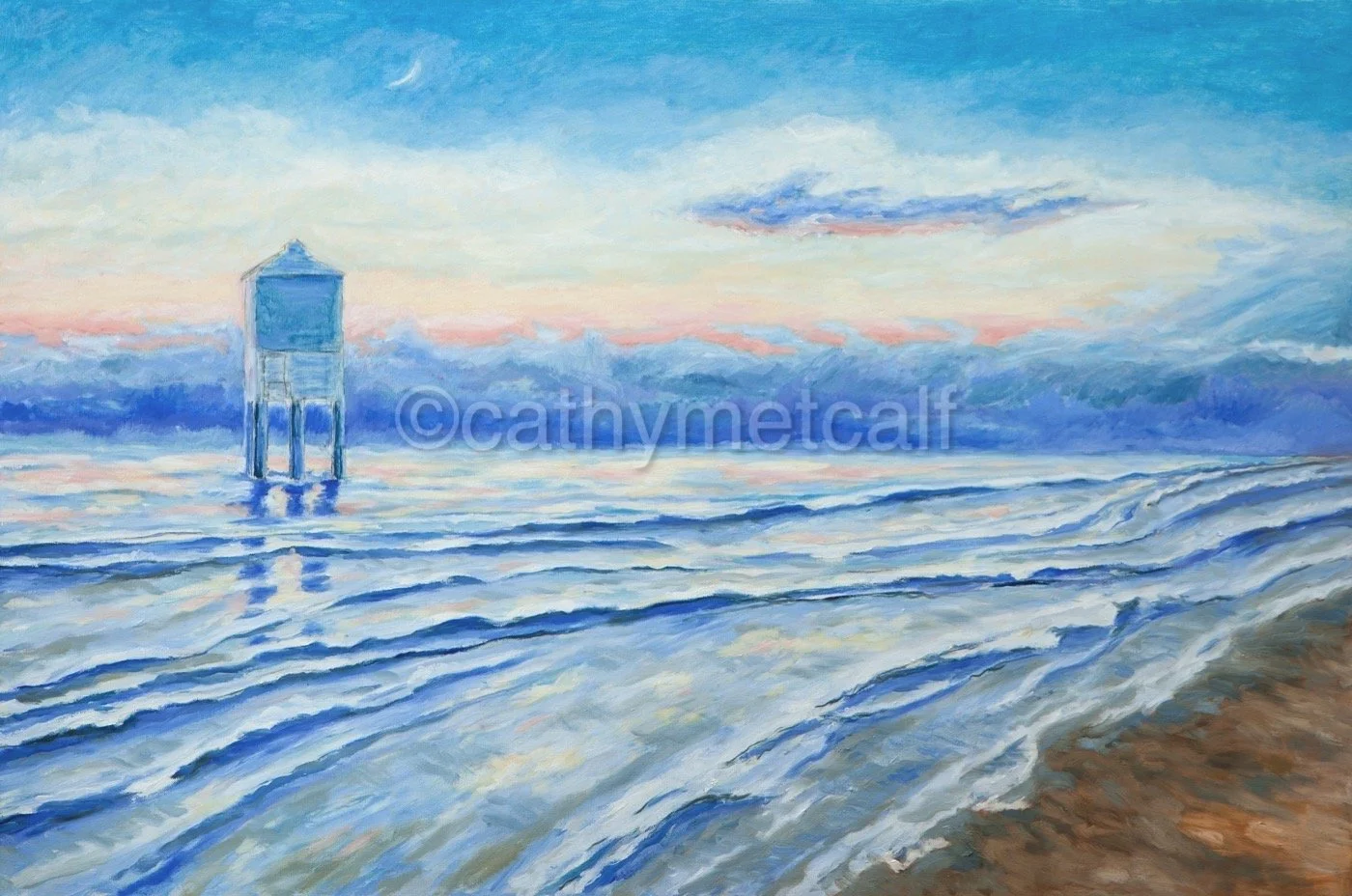 Lighthouse with Rose Sunset Oil on Canvas 6x3ft