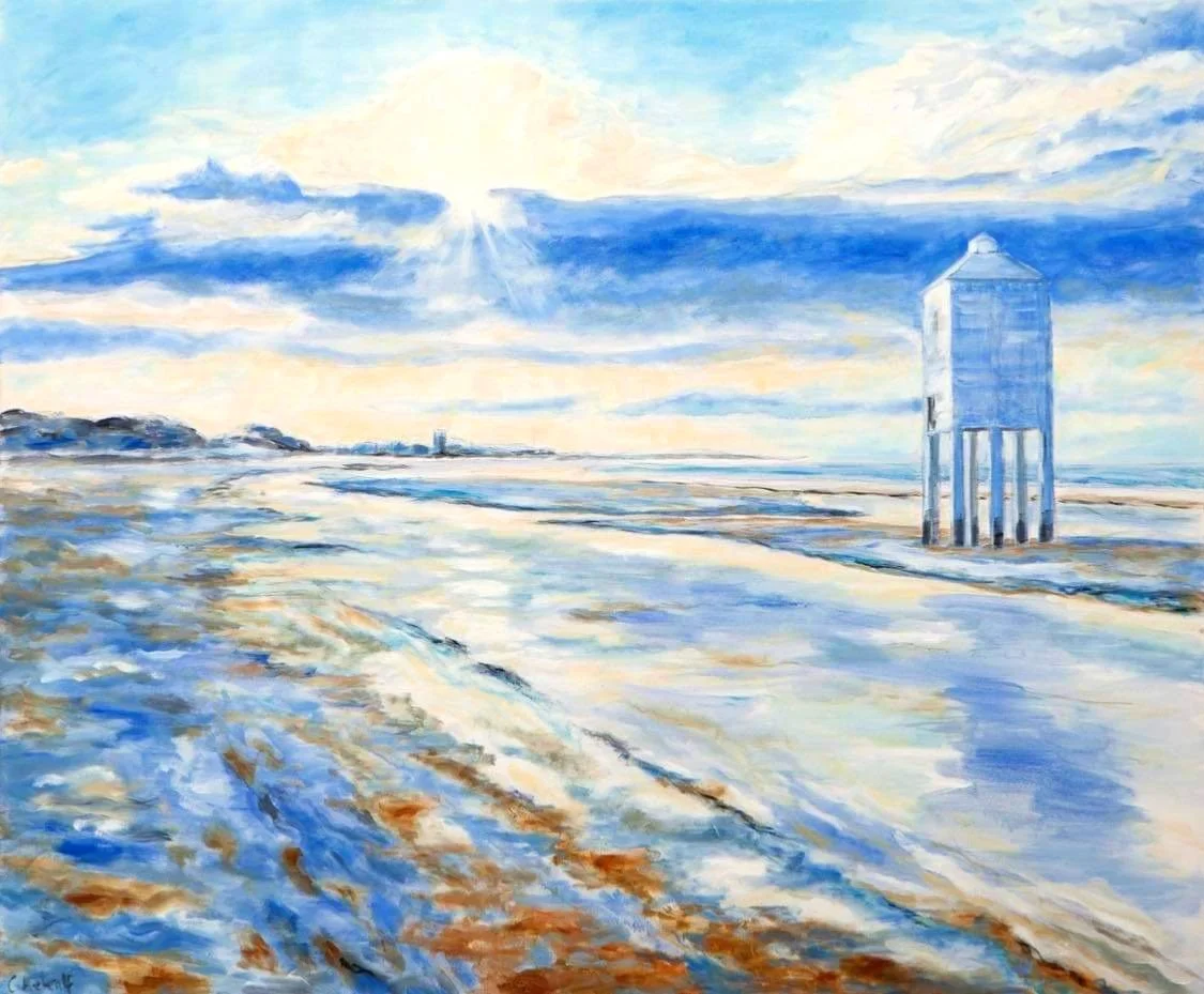 Lighthouse in the Snow - Oil on Canvas 3x4ft