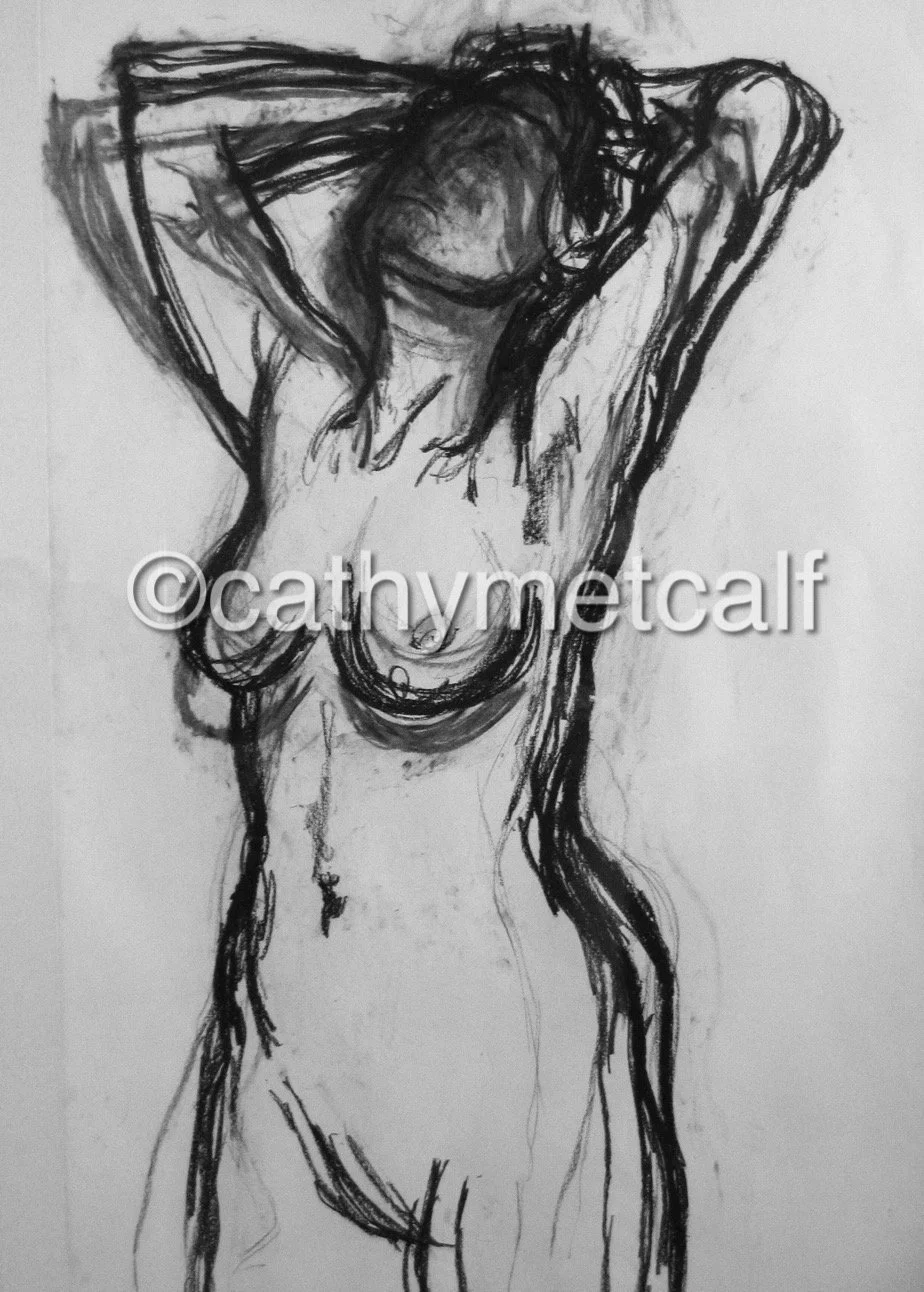 Mum in Shower - Conte on Rag Paper 841x594mm