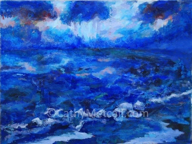 Stormy Seas - Encaustic on Canvas 3x4ft