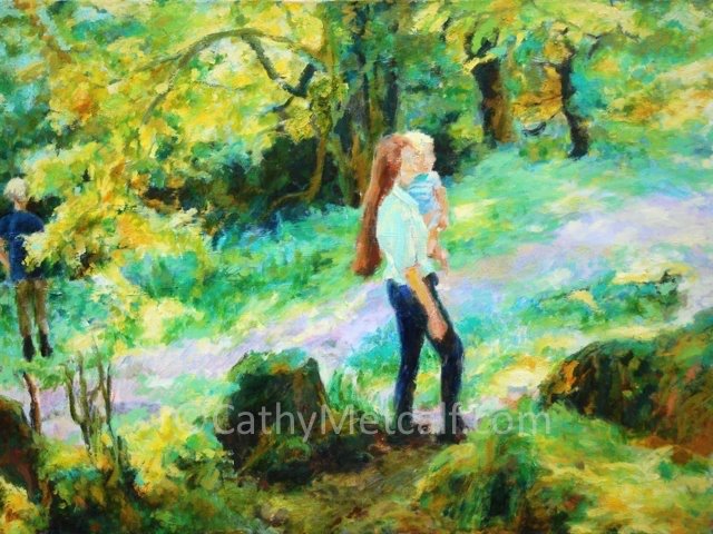 Yola and Alex in Ninnis Woods - Oil on Canvas 3x5ft