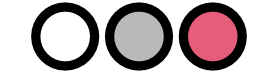 Three solid-colored circles: white, gray, and pink, arranged horizontally.