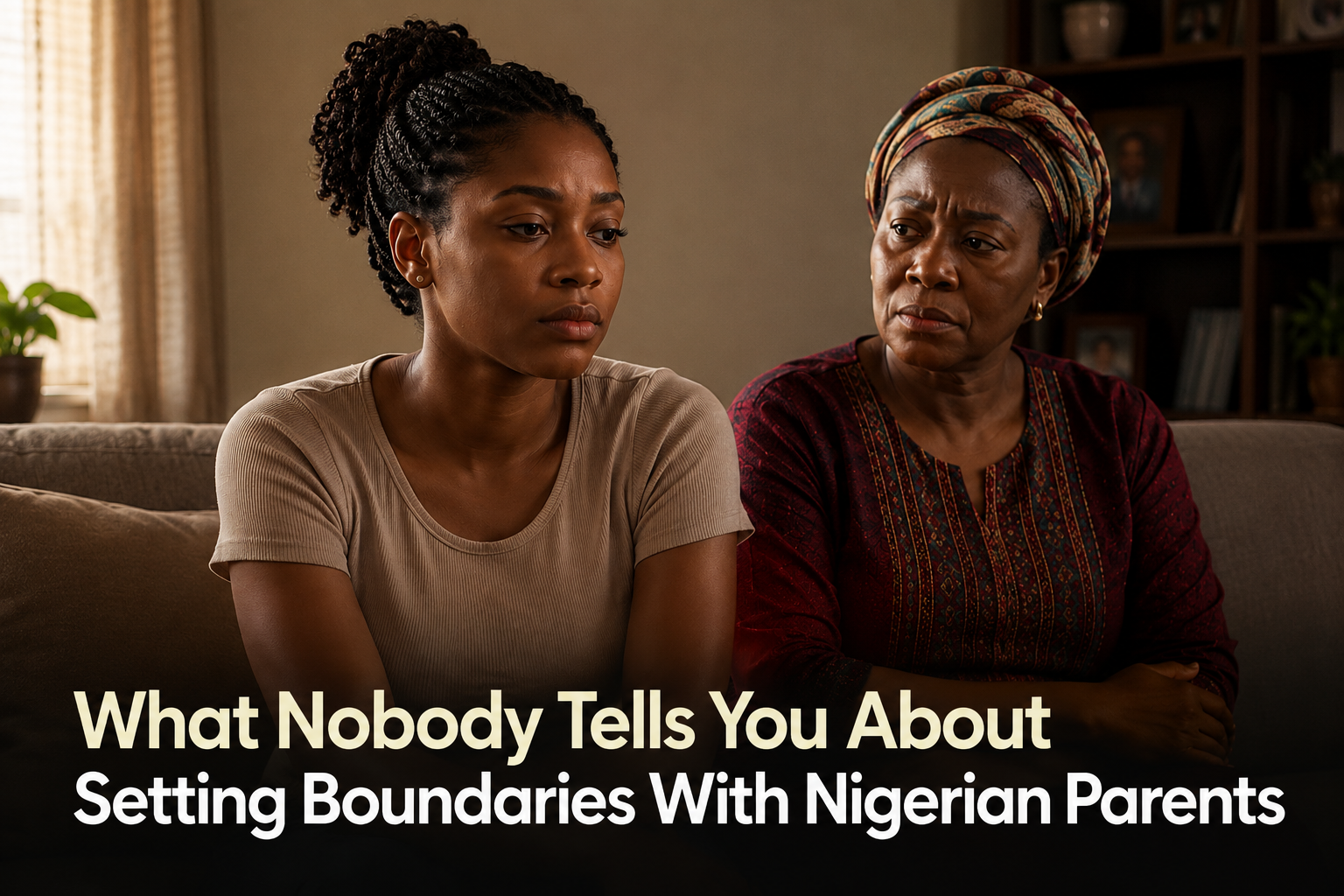 An  image of a lady and her mother sitting after having a conversation