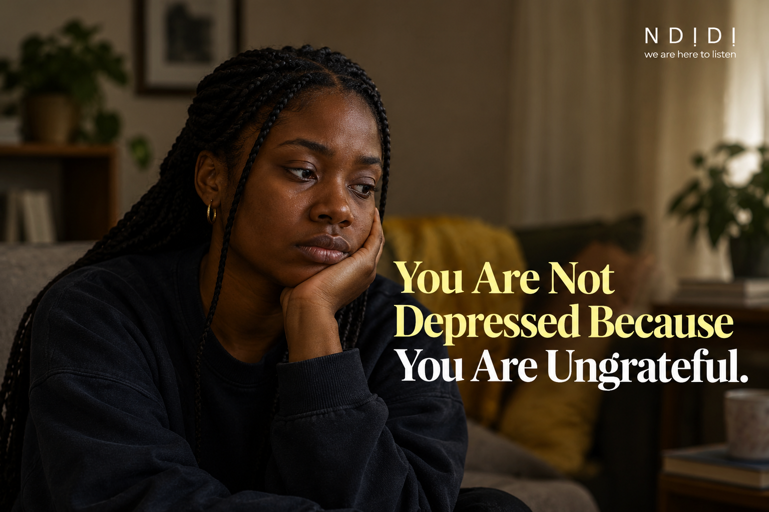 An image of a lady struggling with depression