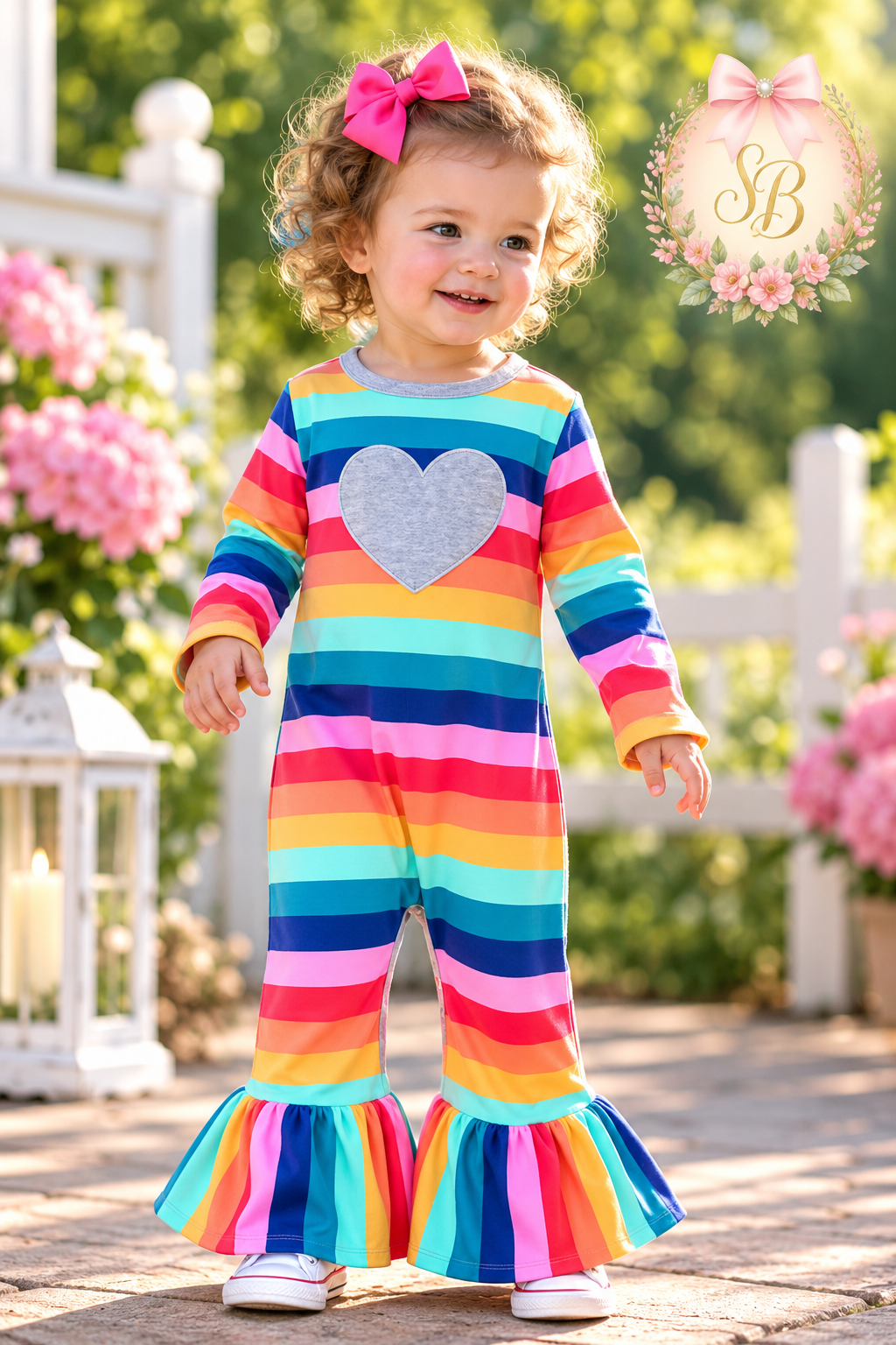 Rainbow/Heart Ruffle Romper