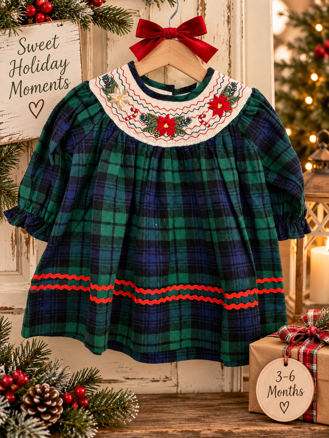 Smocked Plaid Flannel Dress