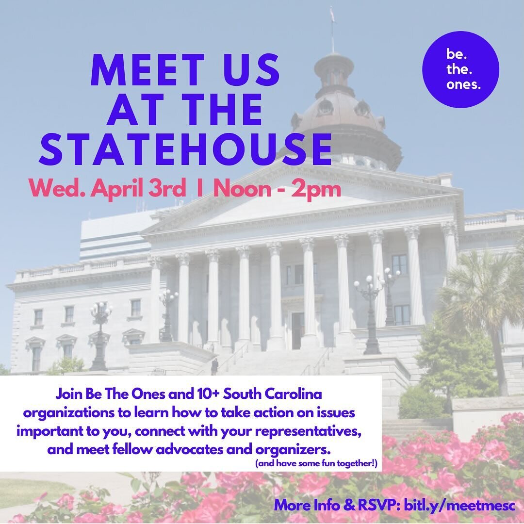 🌸 Tomorrow, tomorrow! 🌸

Come join us and 10+ partner organizations as we gather at the SC State House to learn how to take individual and collective action around issues important to us, connect with our legislators, hear what organizations around