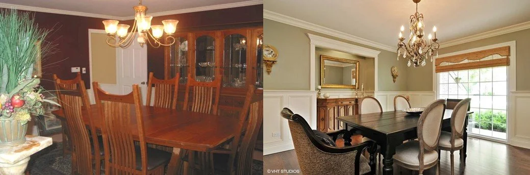 DINING ROOM BEFORE & AFTER - ARCHITECTURAL DESIGN AND ALL TRIM BY MOCO HANDYMAN