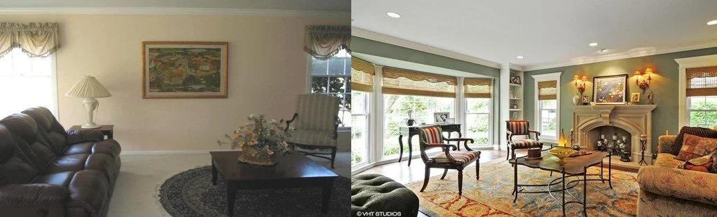 BEFORE & AFTER LIVING ROOM - ARCHITECTURAL DESIGN & TRIM BY MOCO HANDYMAN