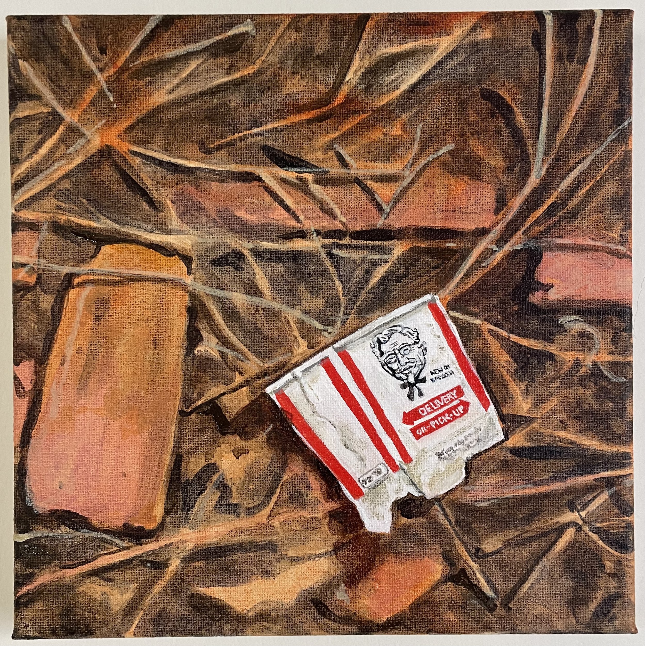 "Delivery Or- Pick-Up", Acrylic on Canvas, 8" x 8", 2022
