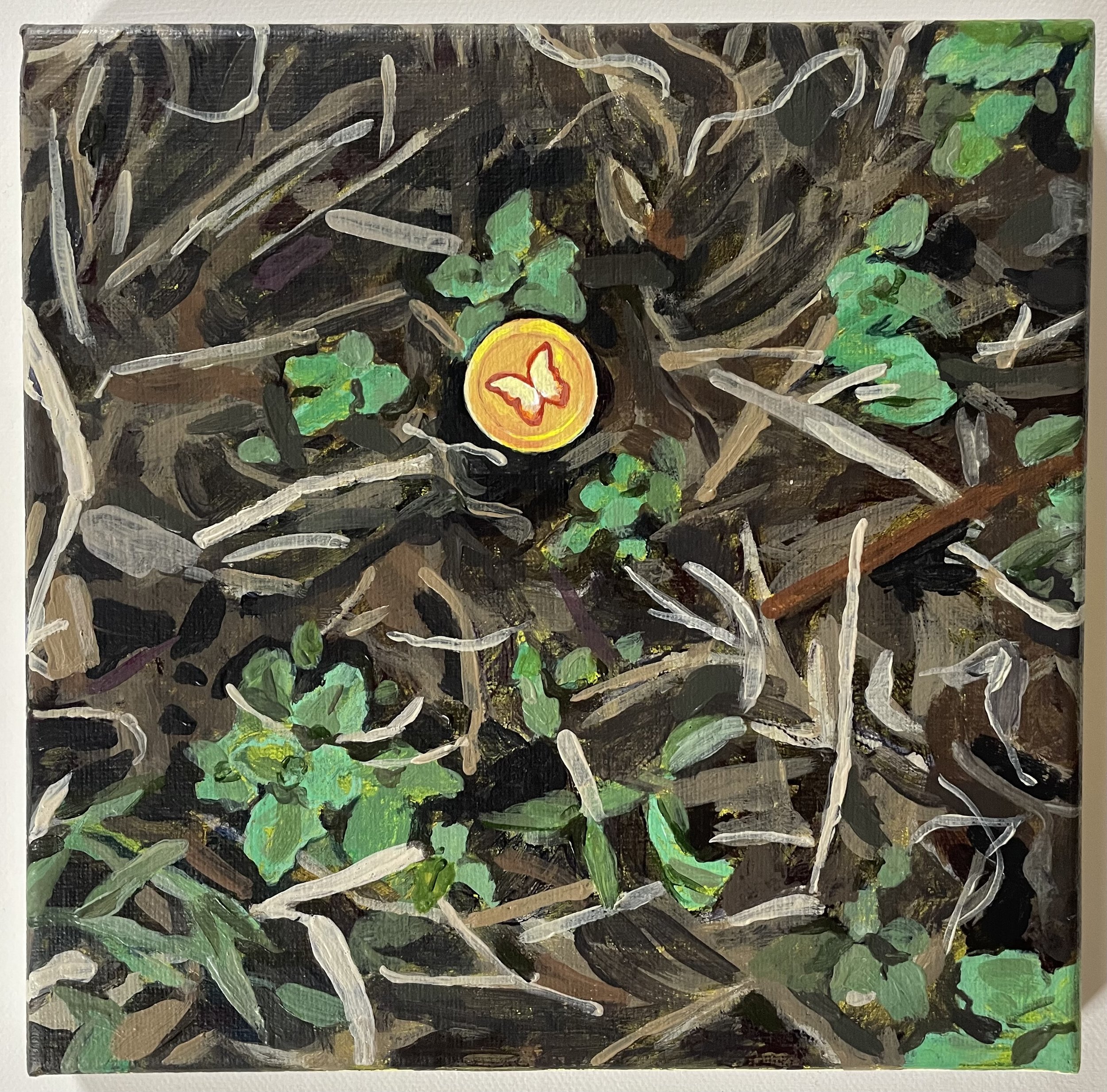 "Pollinator Garden", Acrylic on Canvas, 8" x 8", 2022