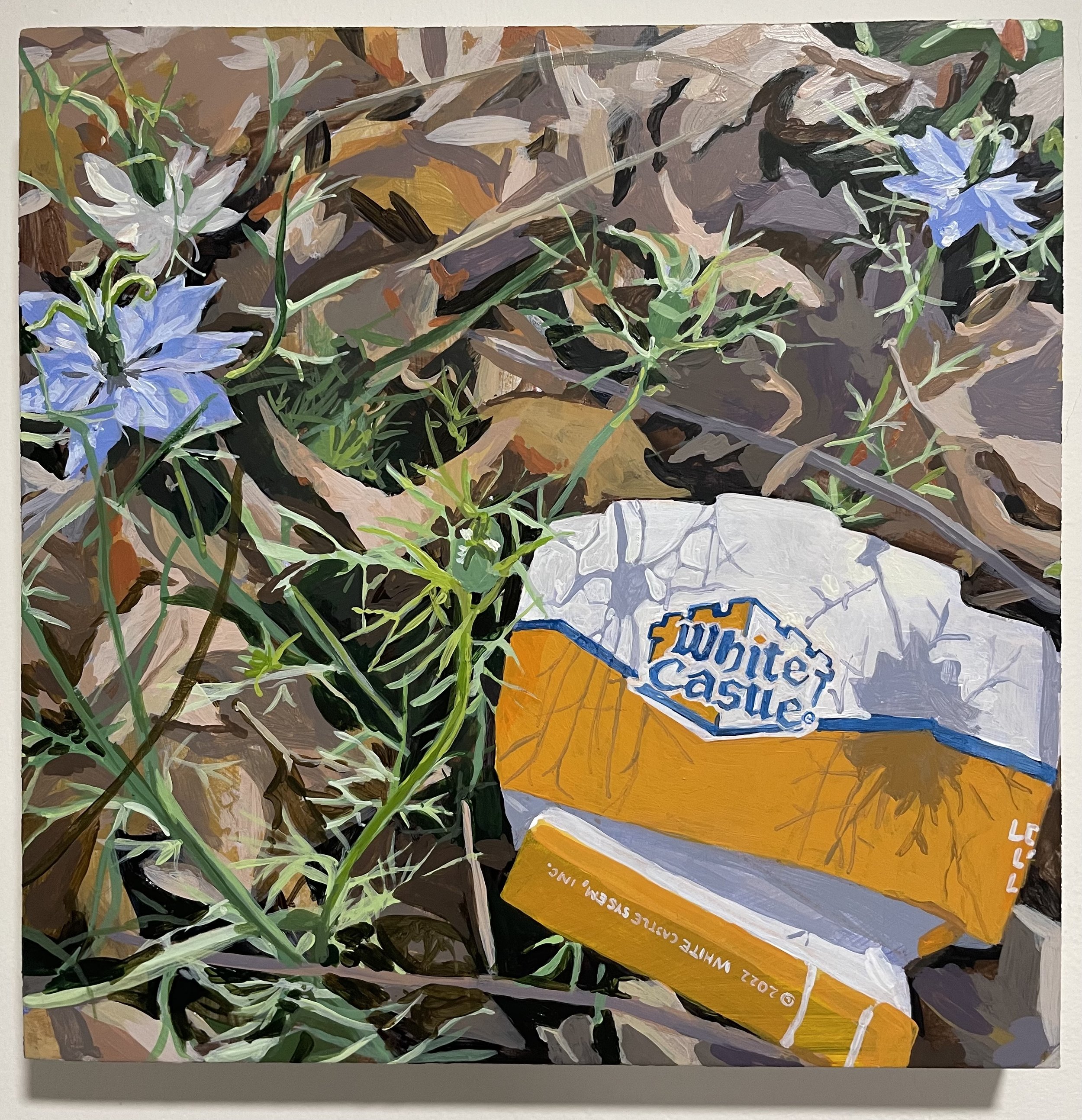 "Buy 'Em By The Sack", Acrylic on Panel, 8" x 8", 2023